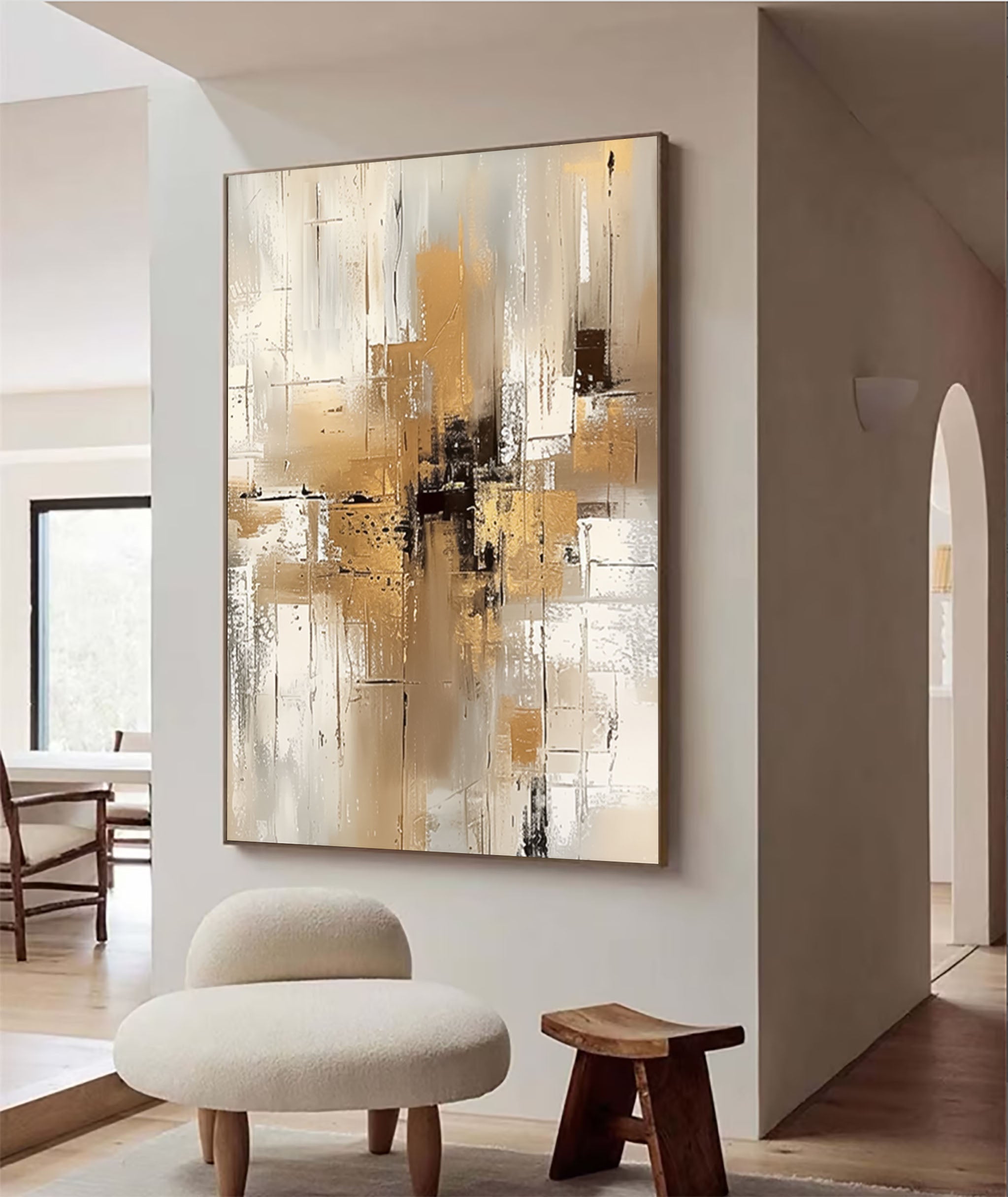 Neutral Abstract Art Oil Painting for Room Decor #BBA 016