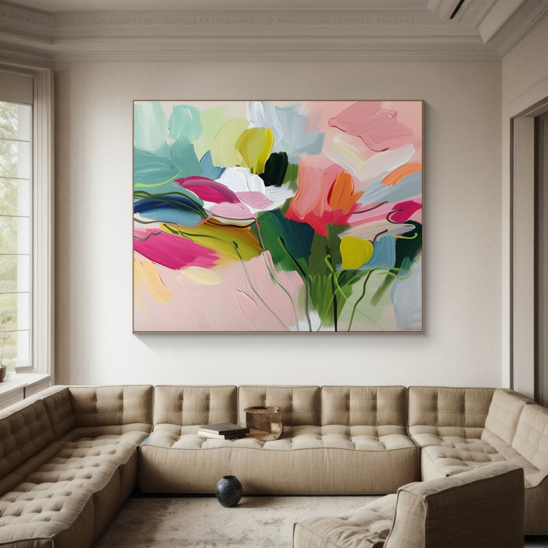 Vibrant Garden Floral Wall Art - Modern Abstract Flowers #FT 025