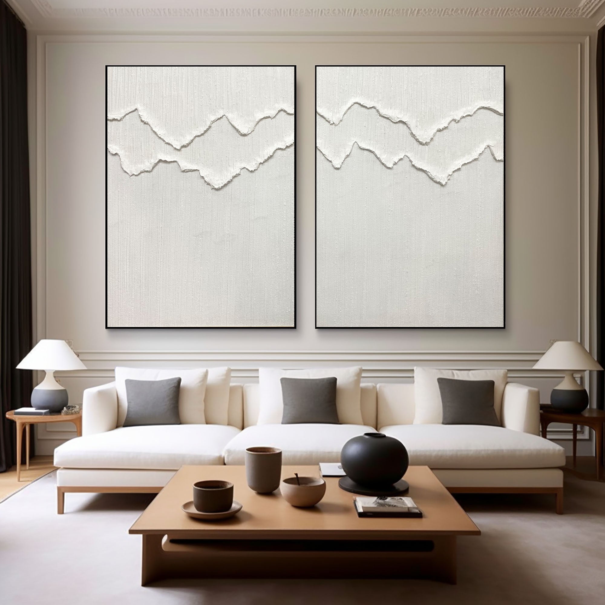 White Minimalist Painting Set Of 2 #WMS 006