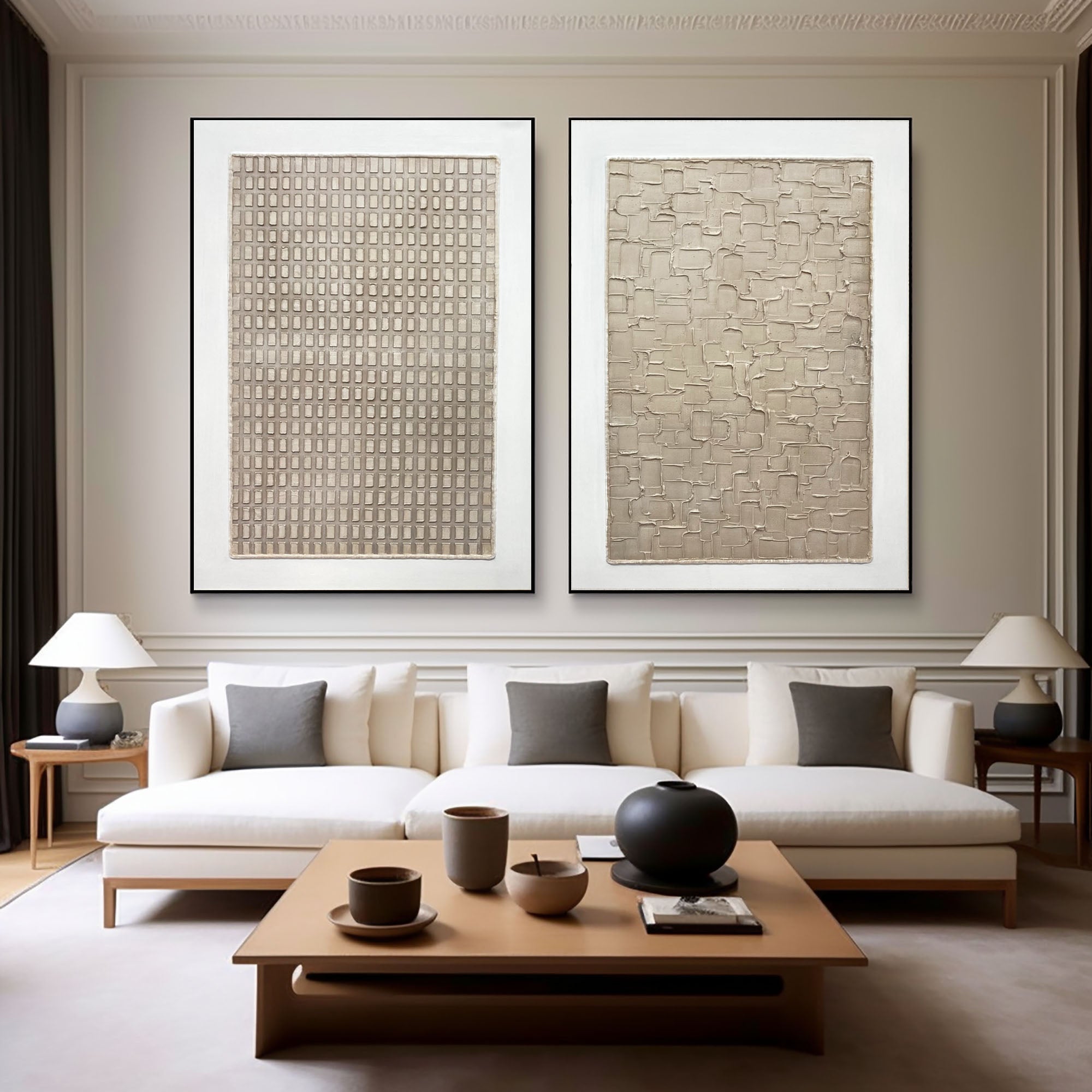 Wabi Sabi Abstract Art Set of Two for Elegant Wall Decor #BBS 010