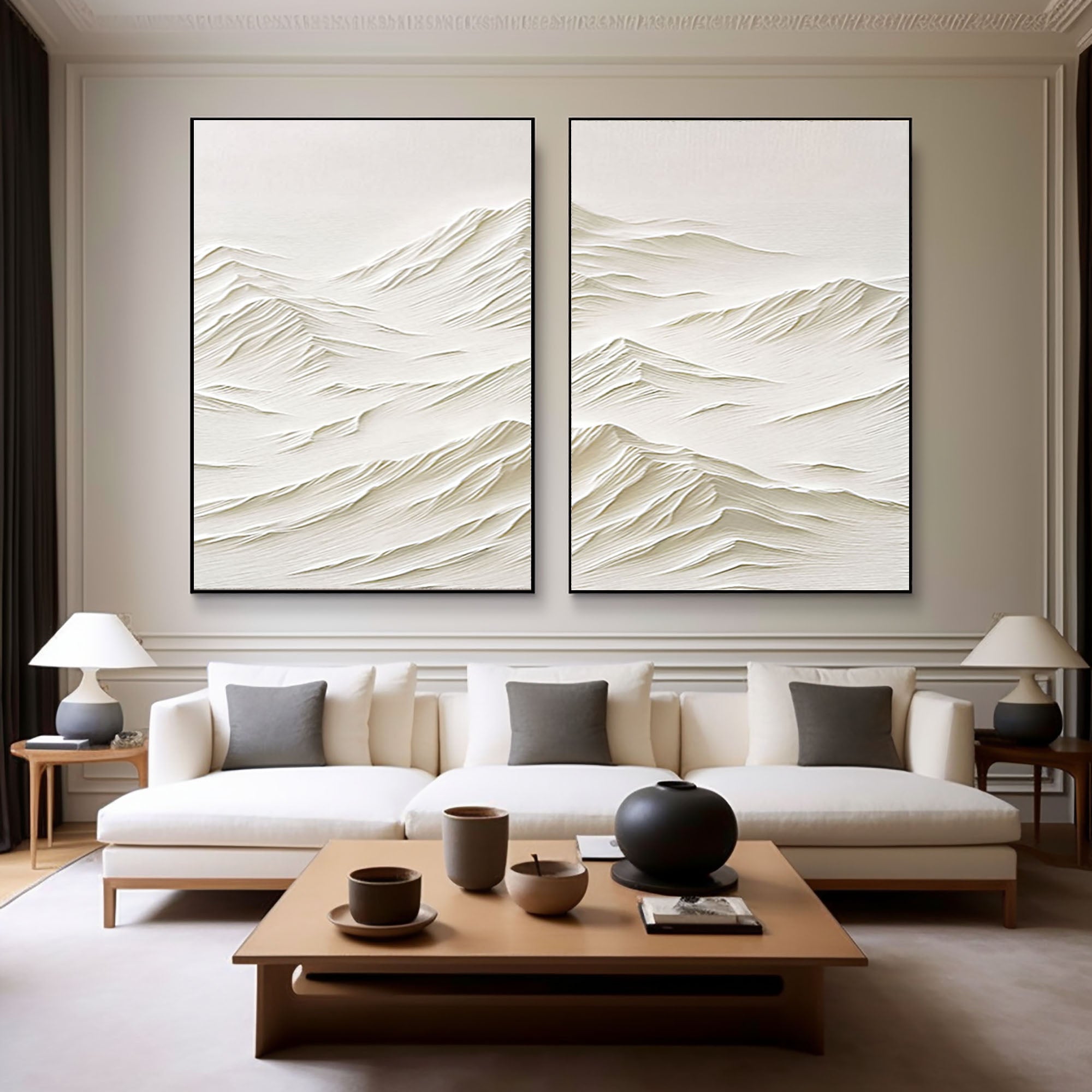 White Minimalist Painting Set Of 2 #WMS 001