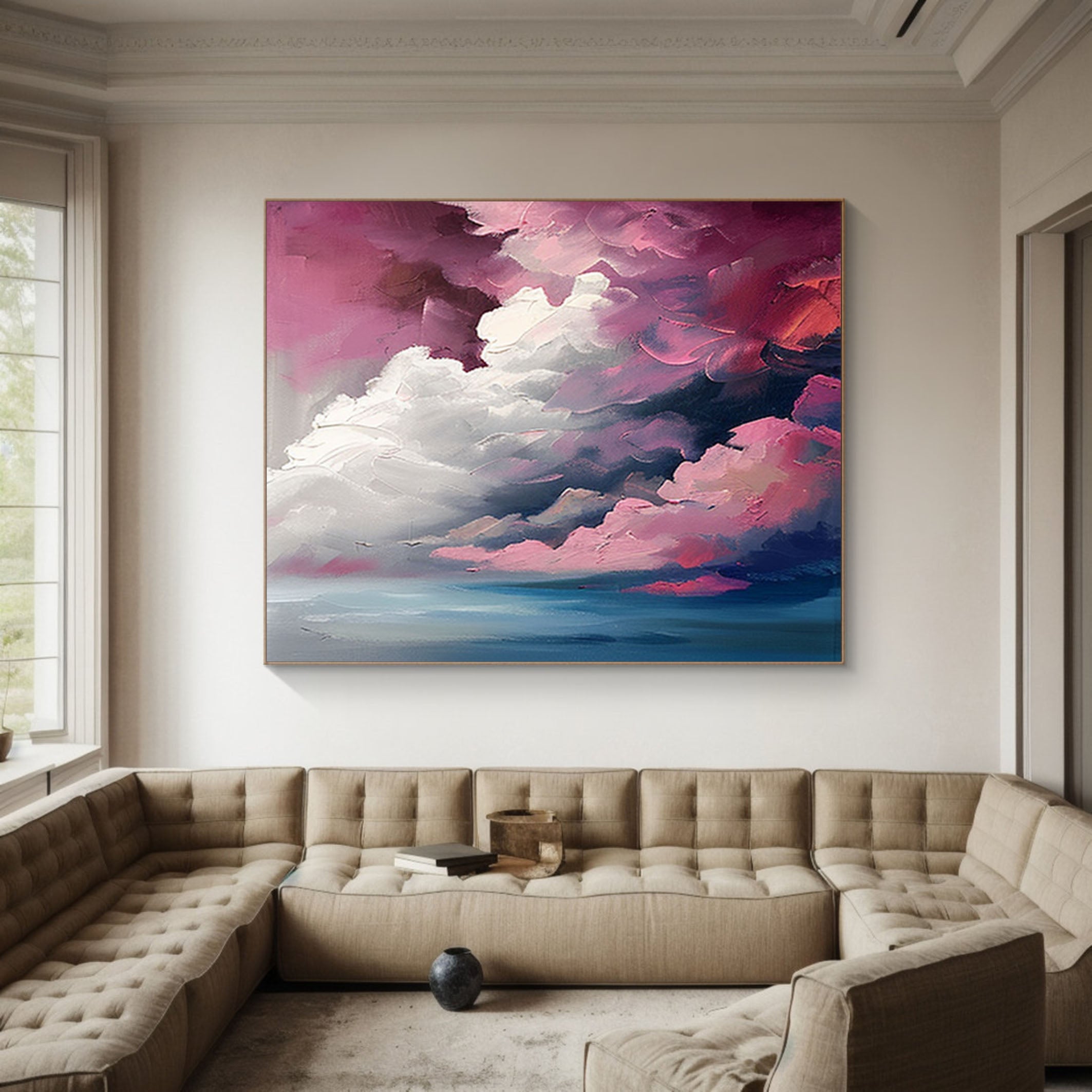 Luminous Sky Clouds Canvas Soft Pastel Wall Art for Serene Decor #OS 020