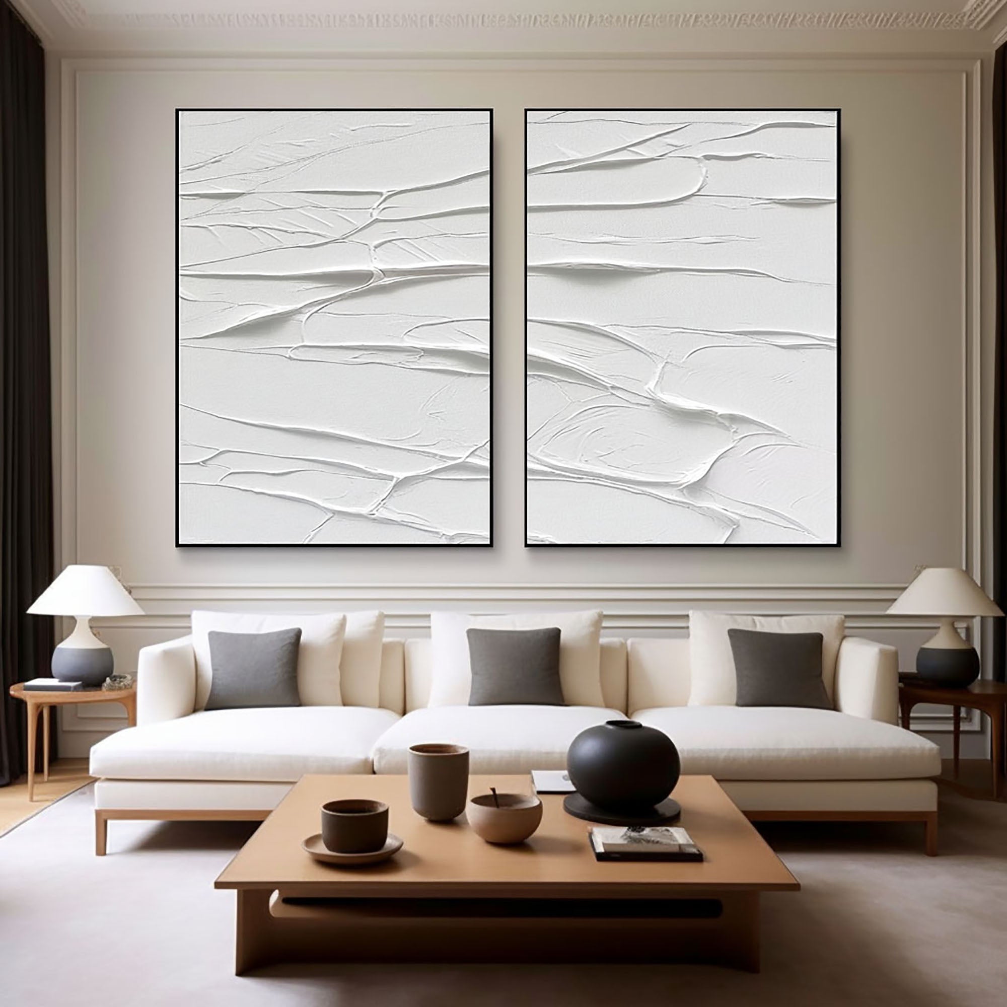 White Minimalist Painting Set Of 2 #WMS 007