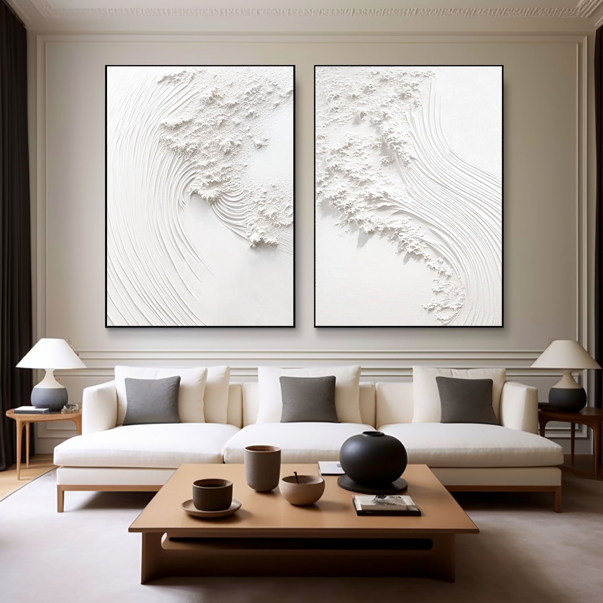 White Minimalist Painting Set Of 2 #WMS 008