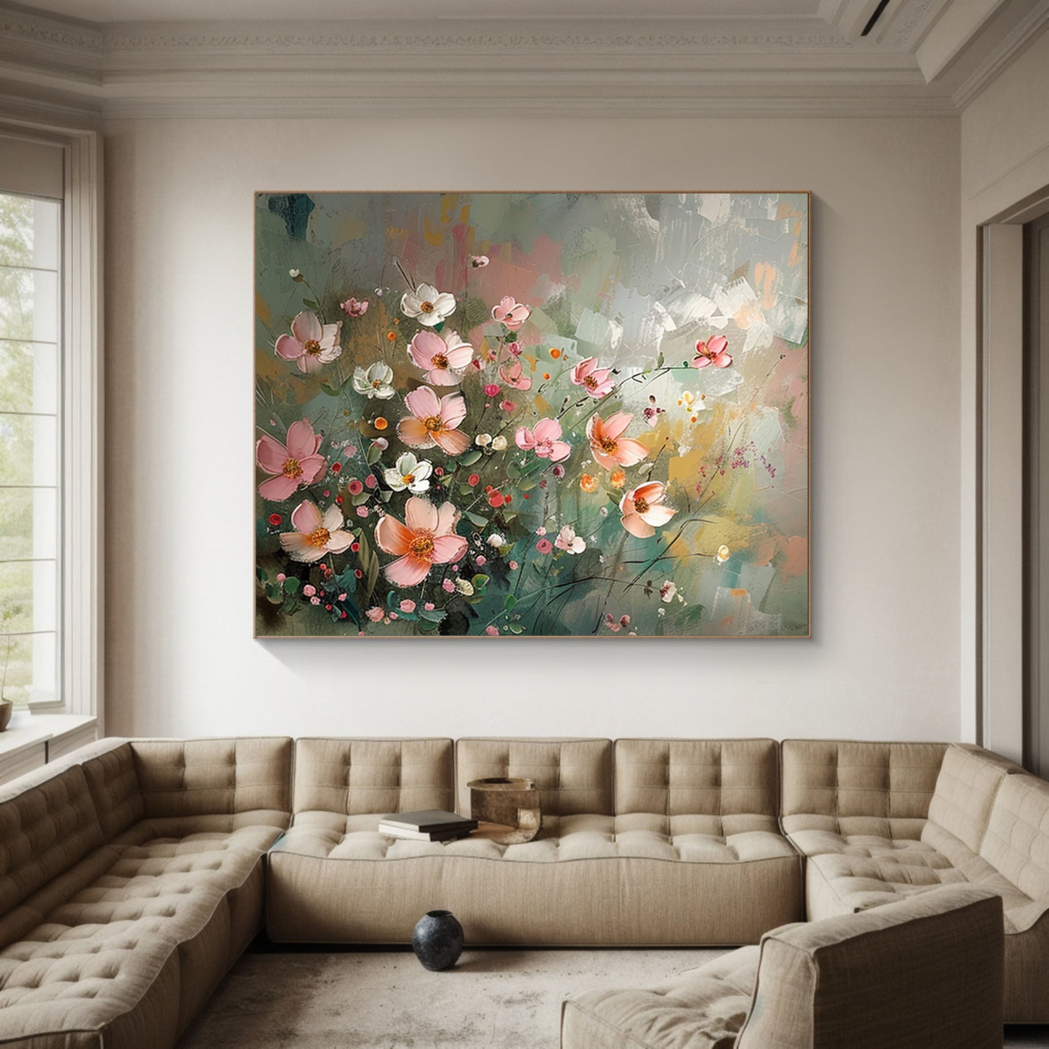 Vibrant Garden Floral Wall Art - Modern Abstract Flowers #FT 023