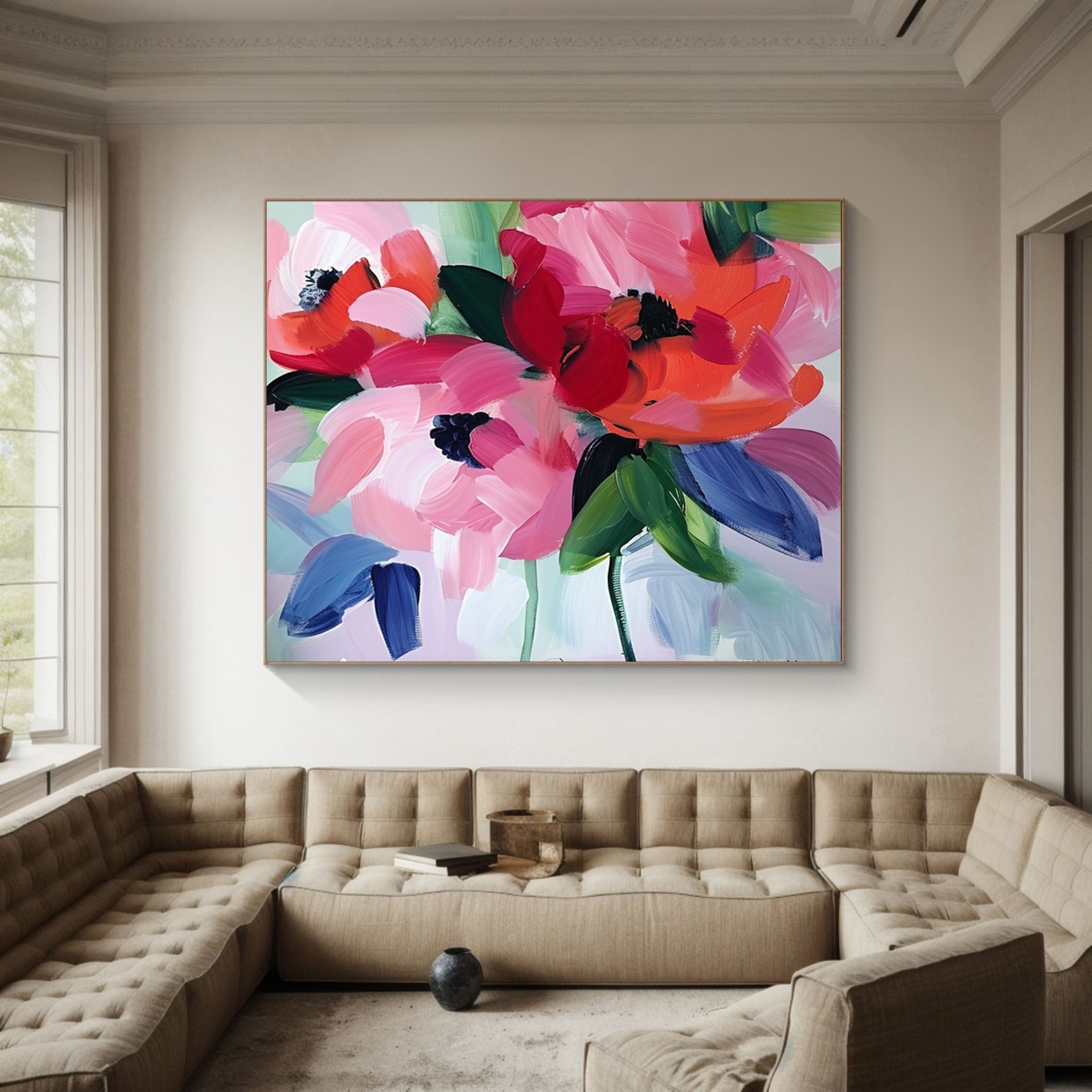 Vibrant Garden Floral Wall Art - Modern Abstract Flowers #FT 026