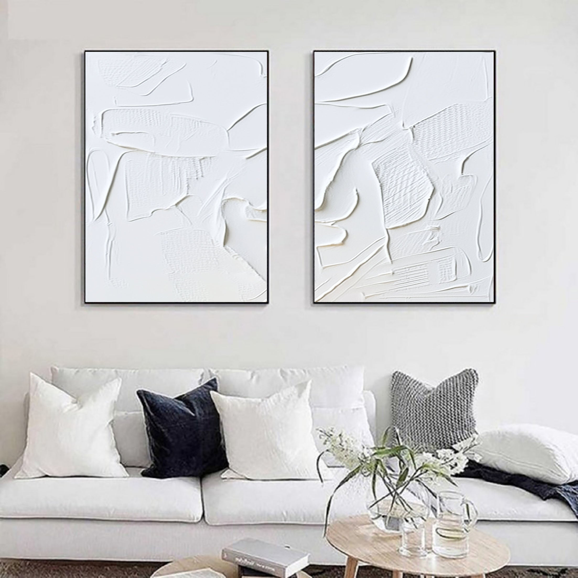 White Minimalist Painting Set Of 2 #WMS 004