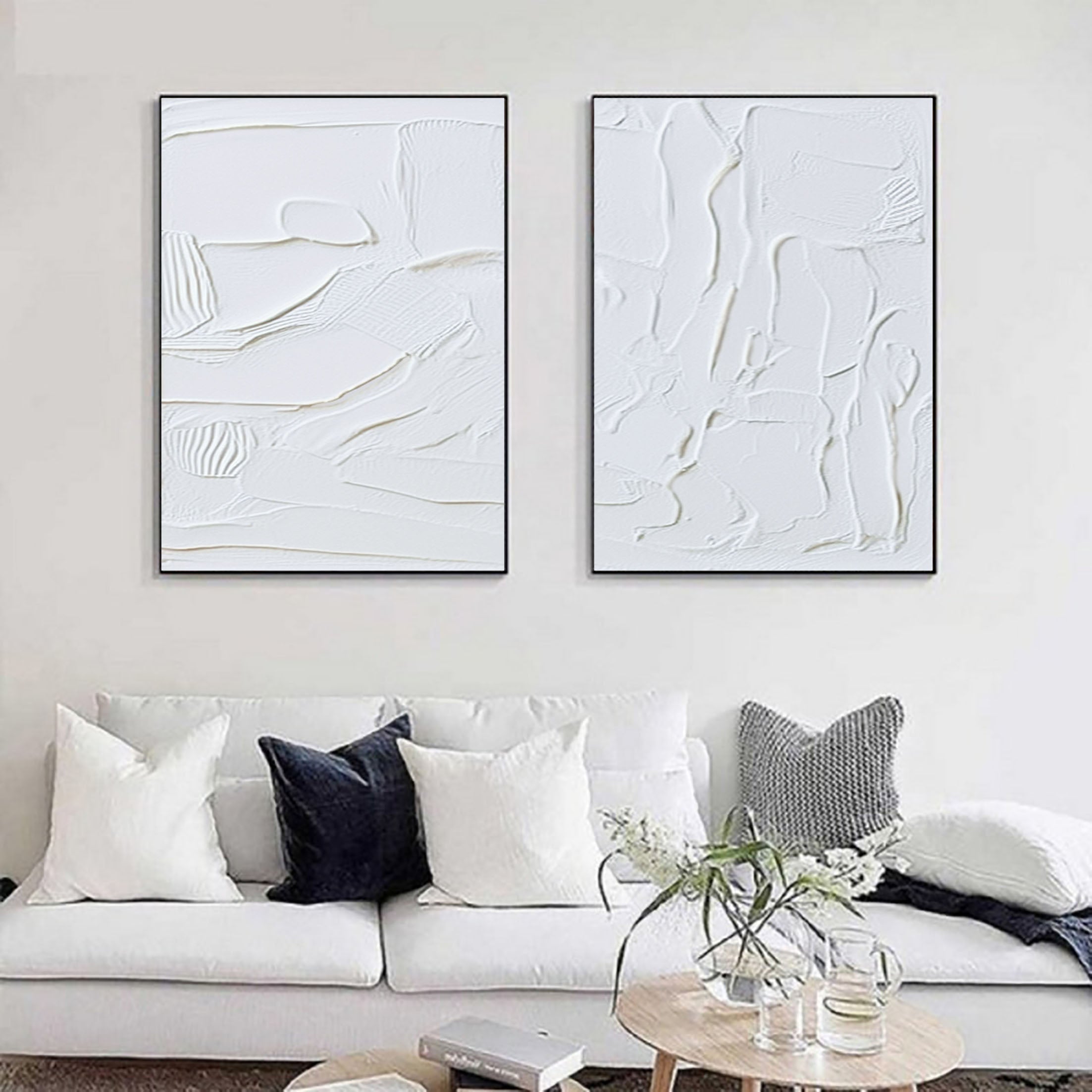 White Minimalist Painting Set Of 2 #WMS 003