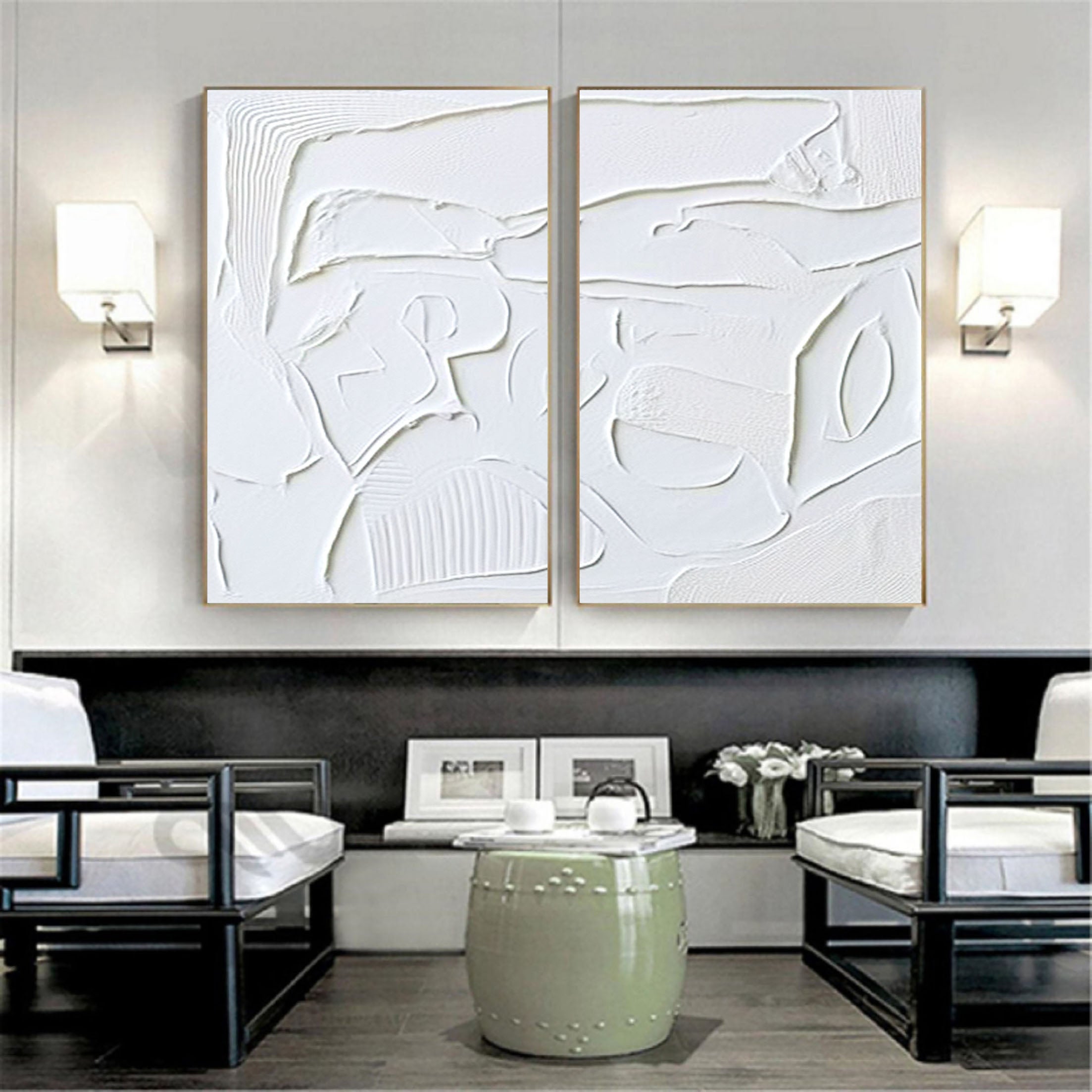 White Minimalist Painting Set Of 2 #WMS 005