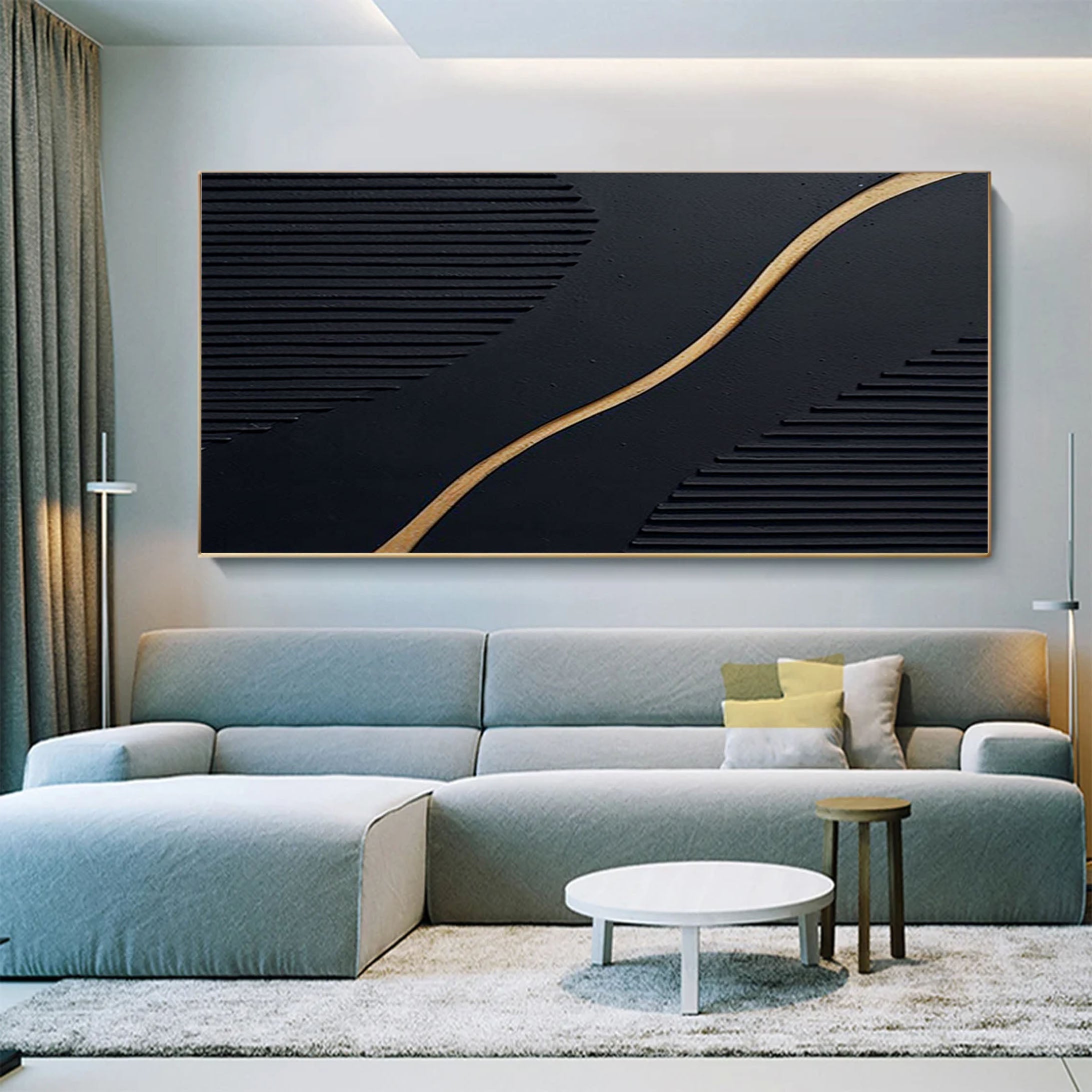 Luxury Black and Gold Abstract Painting on Canvas #BM 021