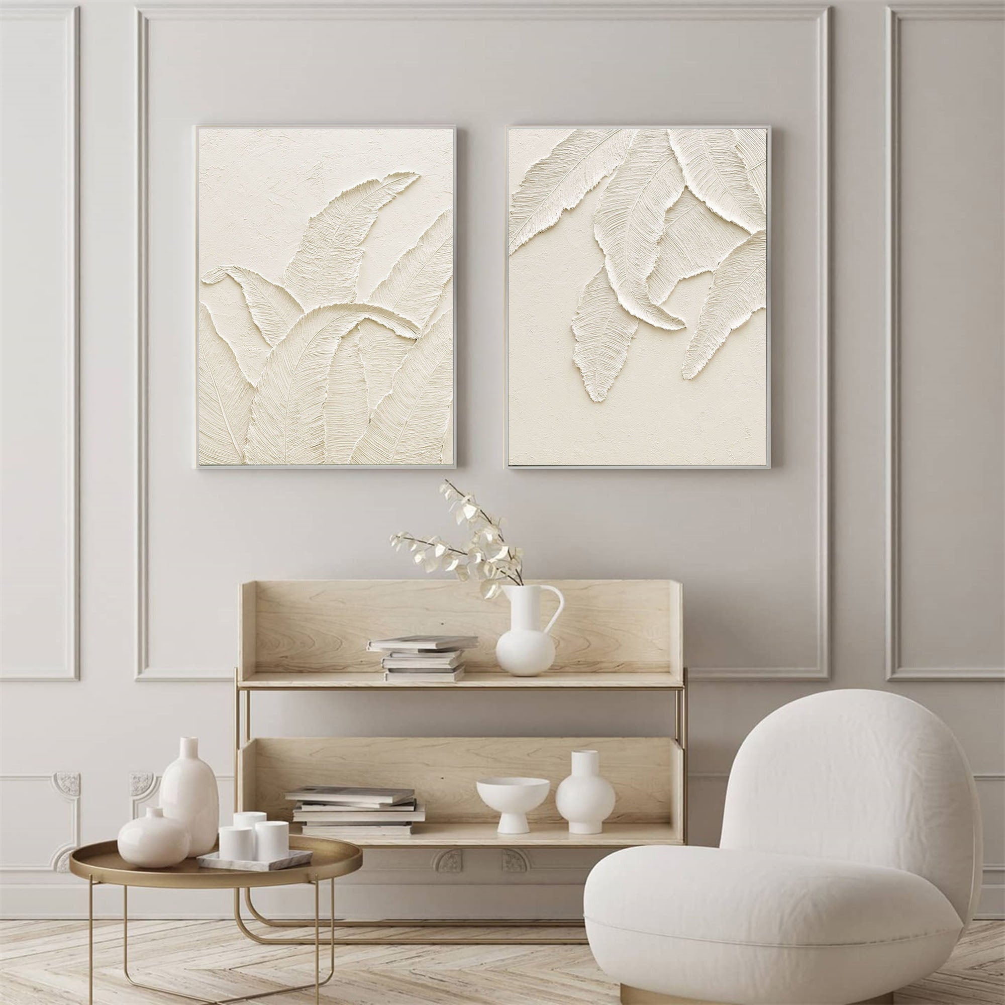 Beige Minimalist Abstract  Painting SET OF 2 #AVG 035