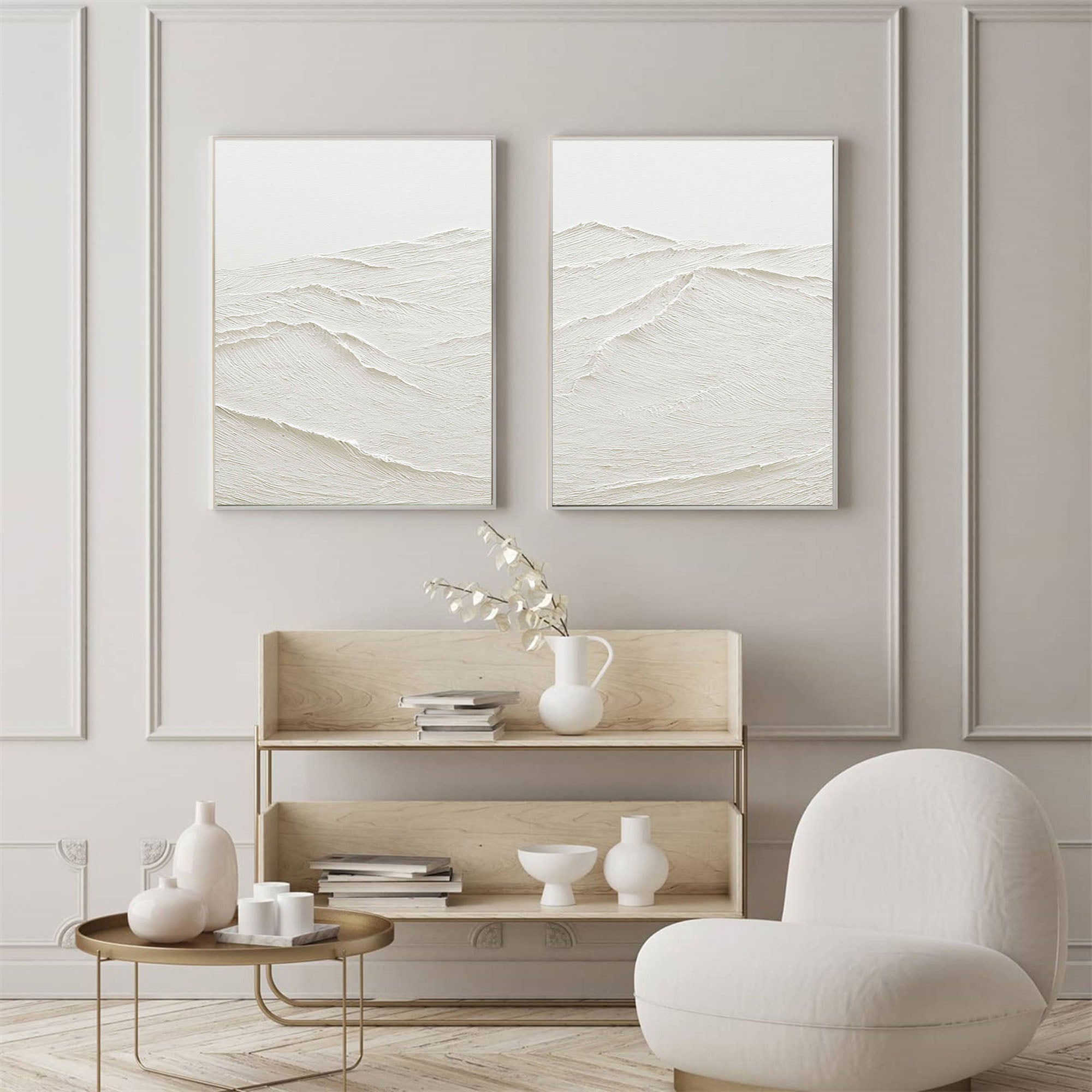 White Minimalist Abstract Painting SET OF 2 #AVG 024