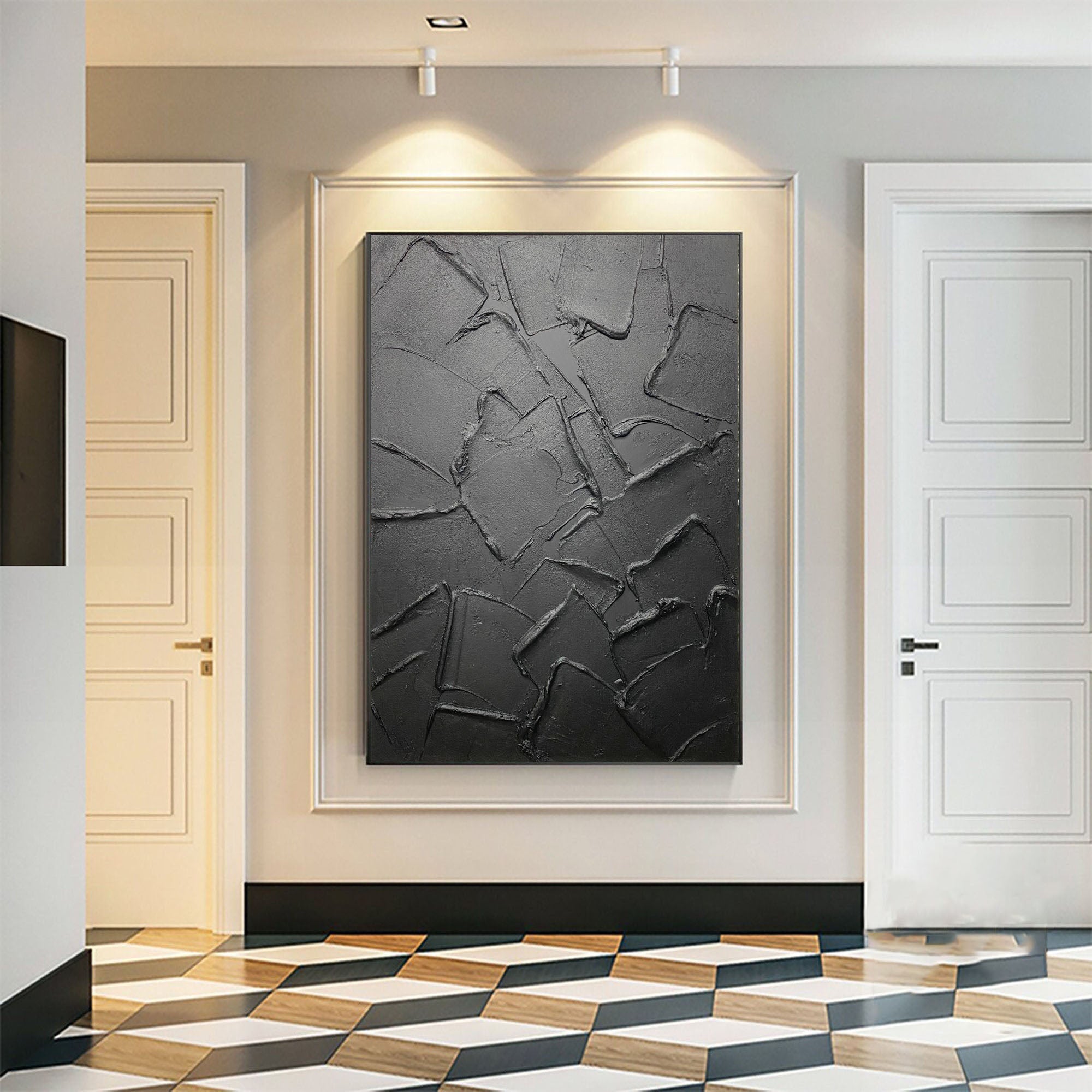 Modern Black Textured Minimalist Art #BM 032