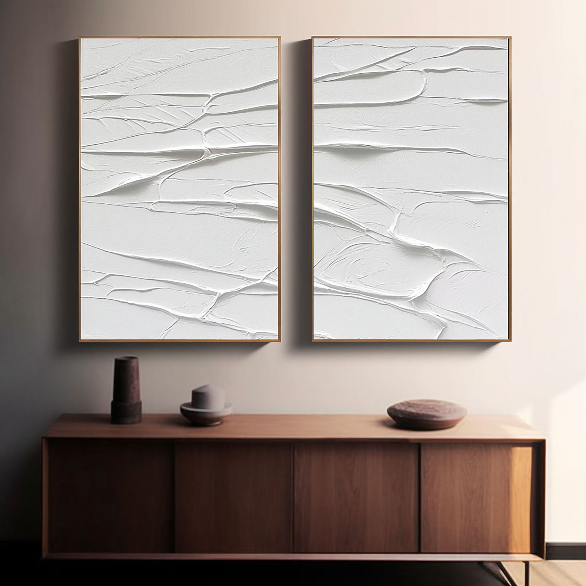 White Minimalist Painting Set Of 2 #WMS 007