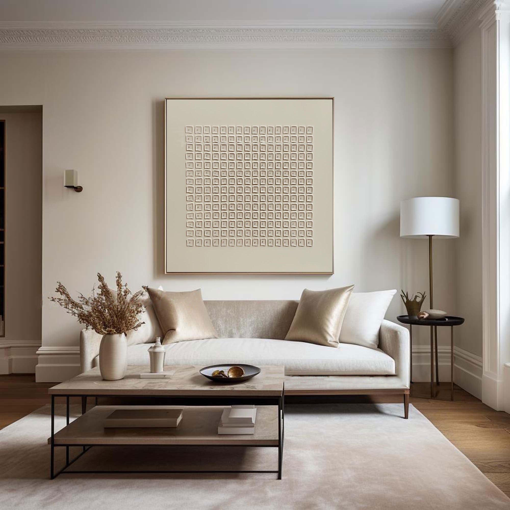 Geometric Beige Texture Canvas Art #WS 005