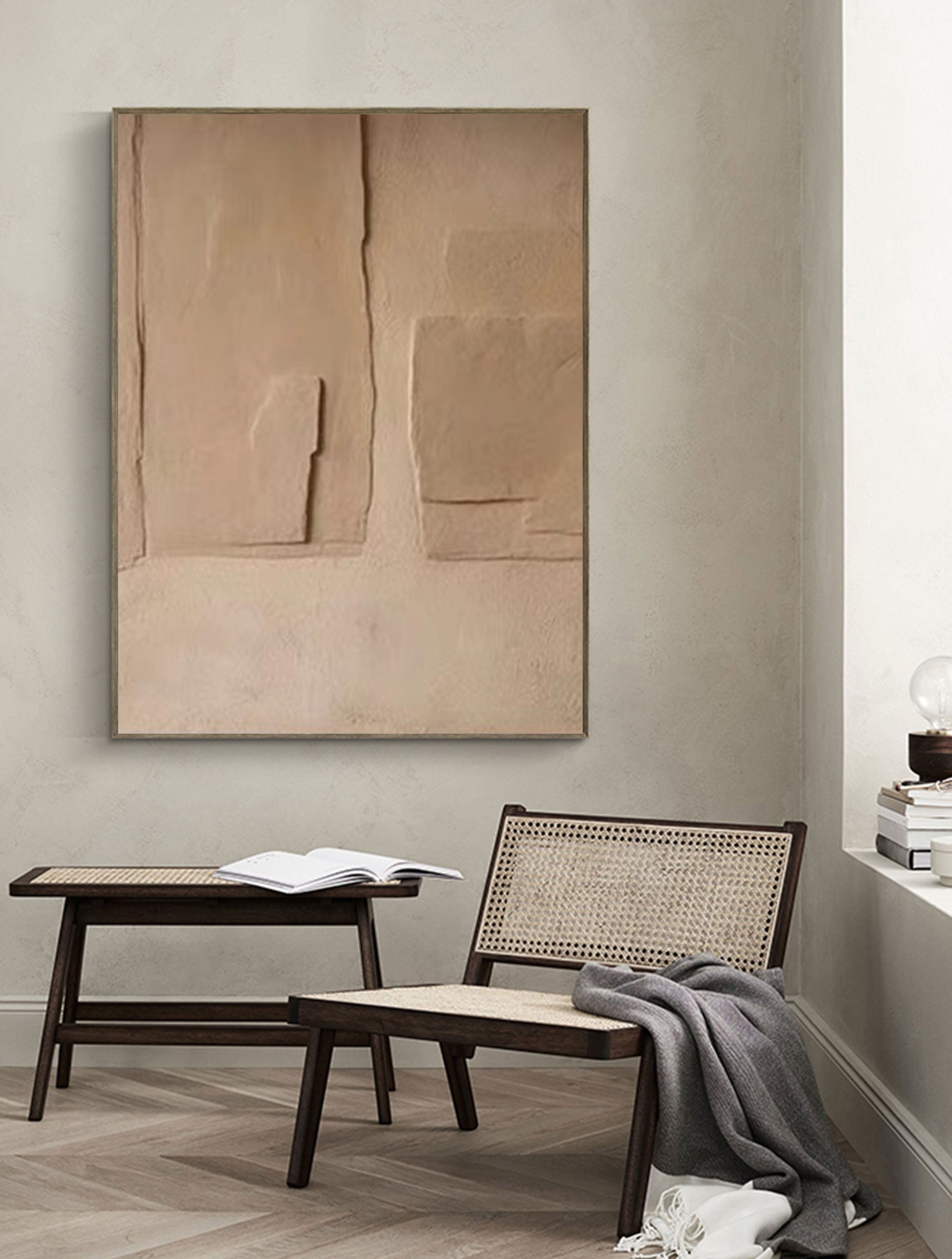 Beige & Brown Abstract Painting #LL 020