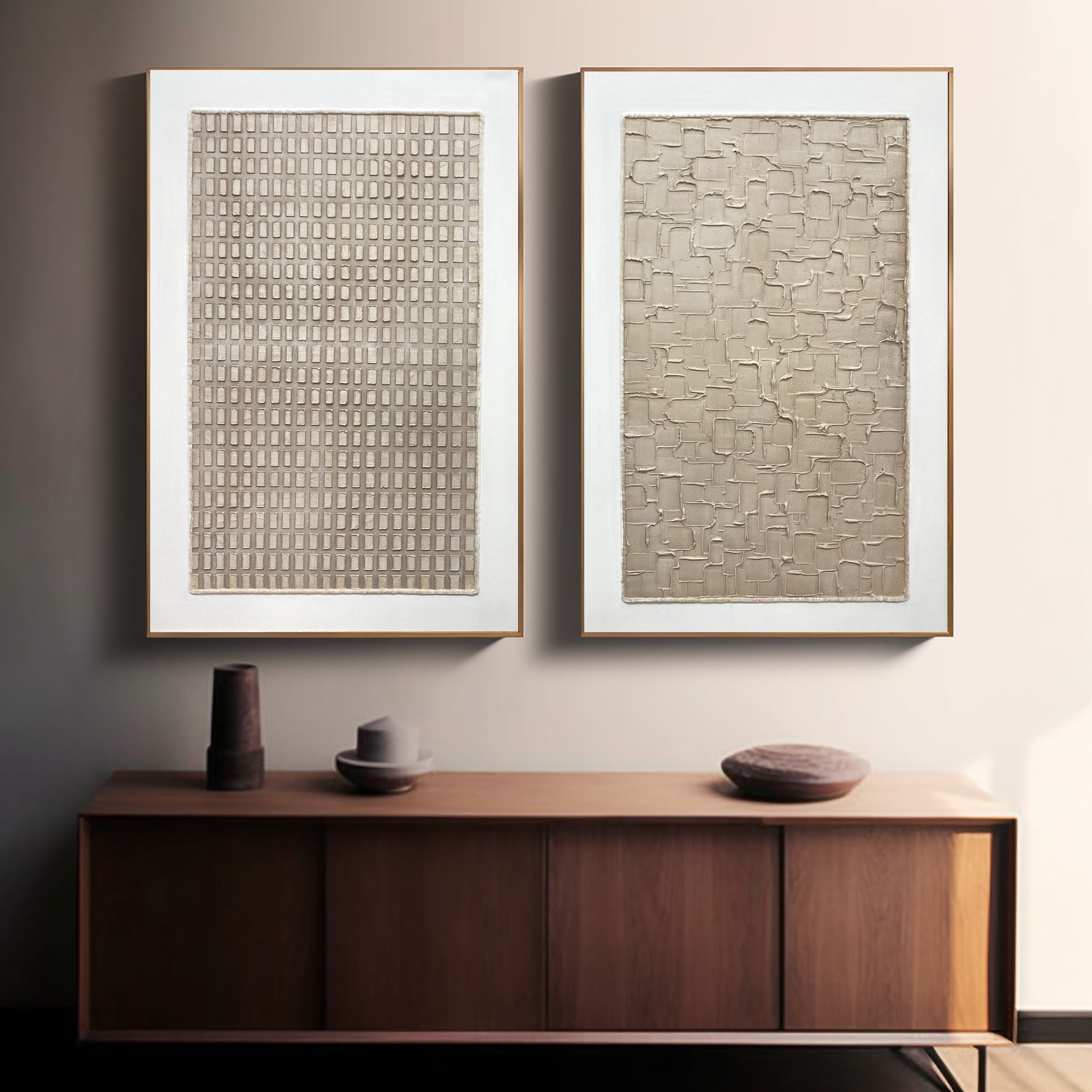 Wabi Sabi Abstract Art Set of Two for Elegant Wall Decor #BBS 010