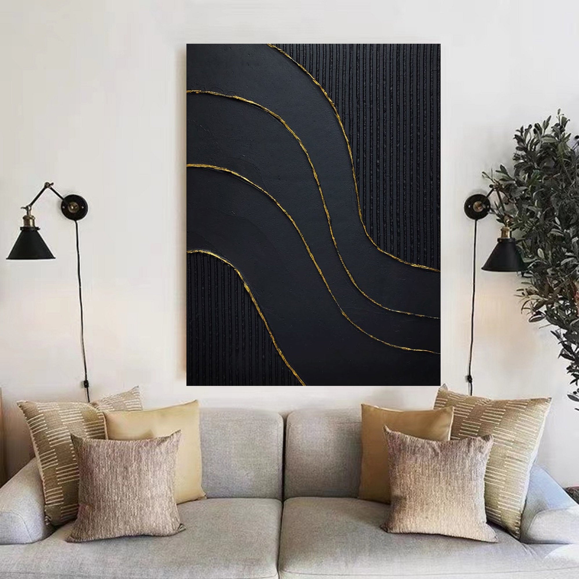 Black Minimalist Abstract Painting #AVG 005