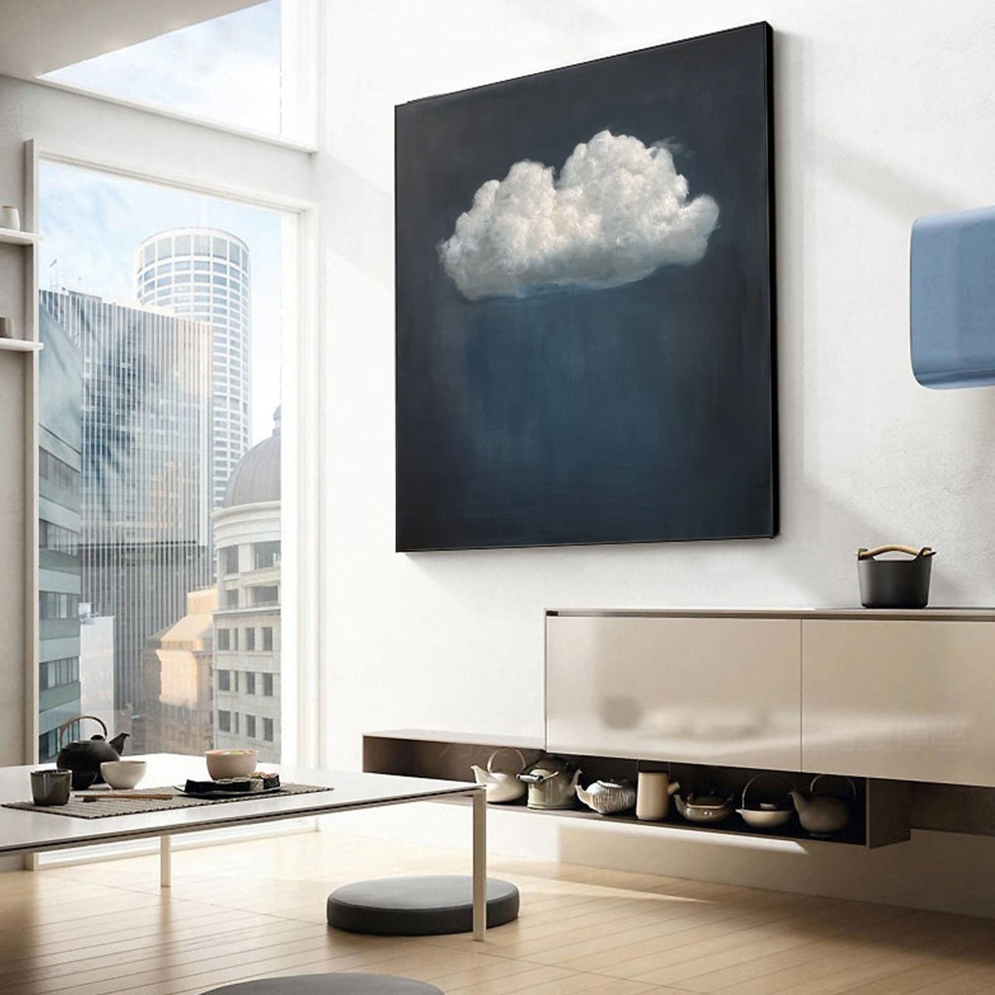 Serene Cloudscape Abstract Art Canvas Modern Sky Painting #OS 017