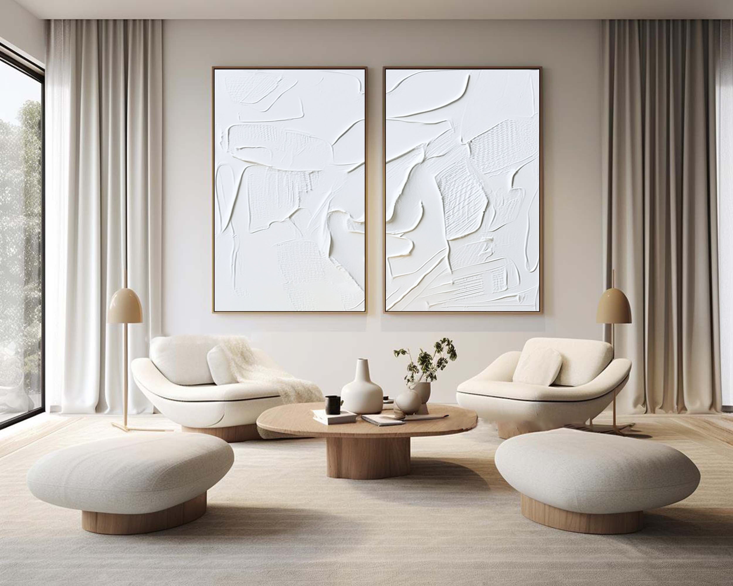 White Minimalist Painting Set Of 2 #WMS 004