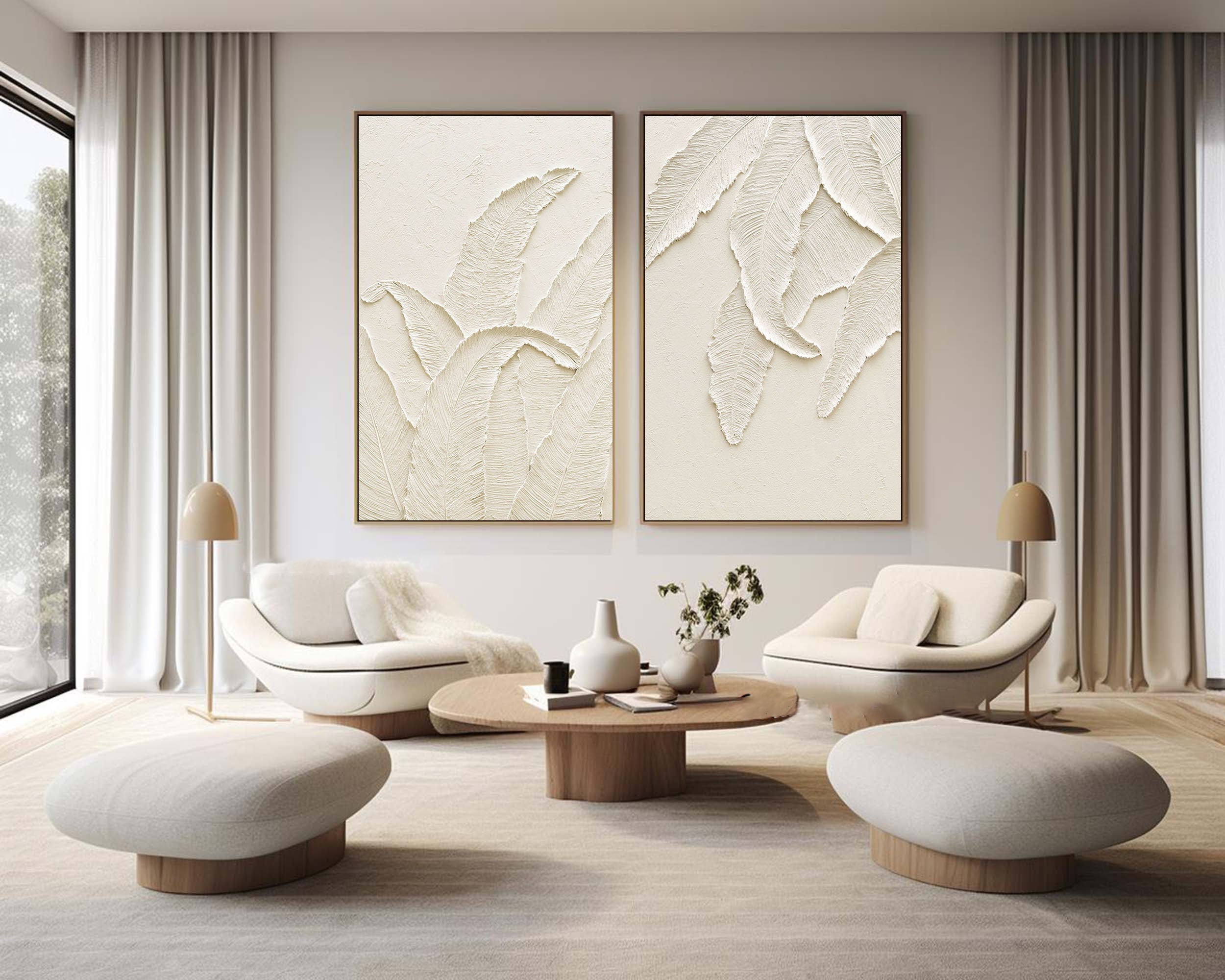 Beige Minimalist Abstract  Painting SET OF 2 #AVG 035