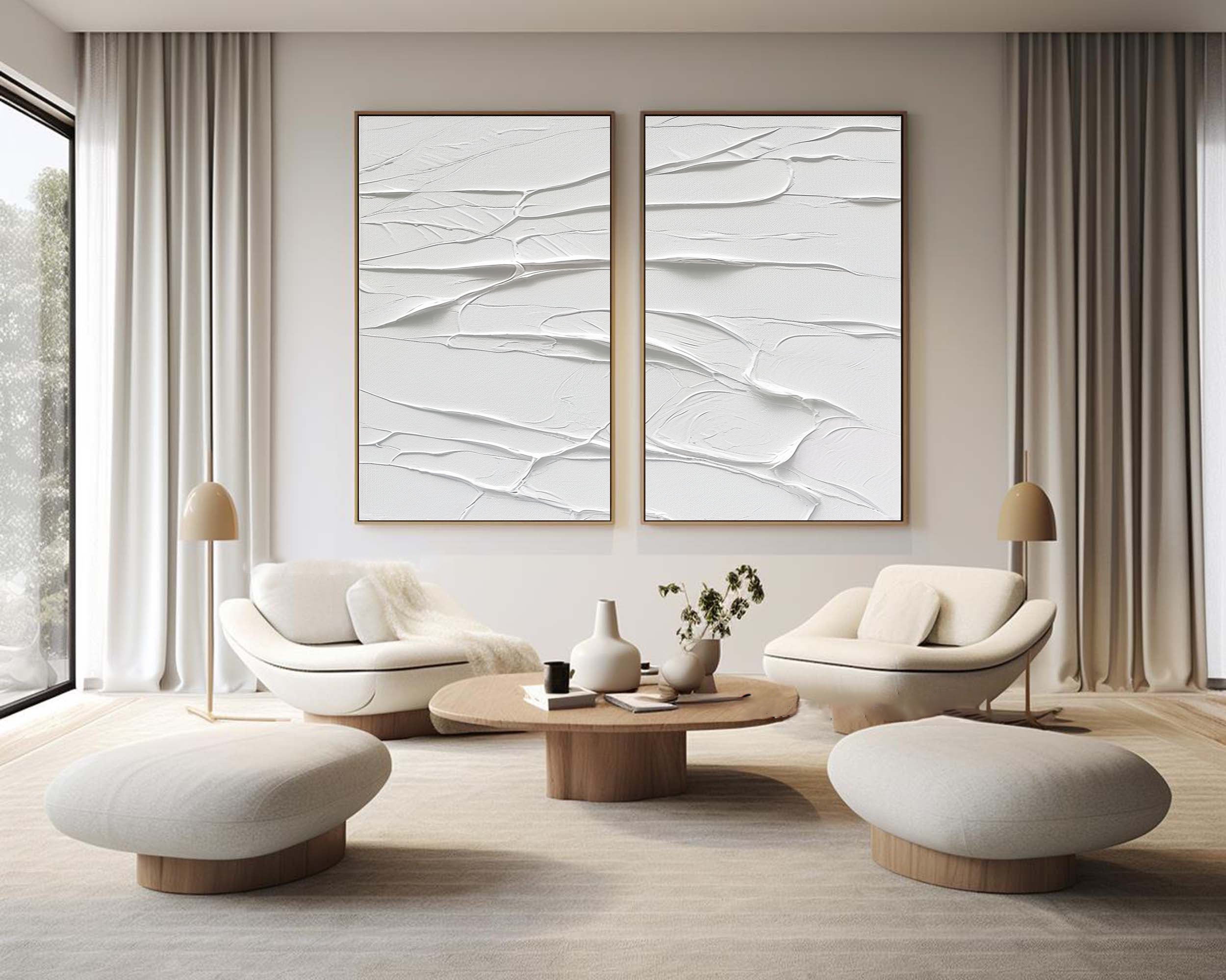 White Minimalist Painting Set Of 2 #WMS 007