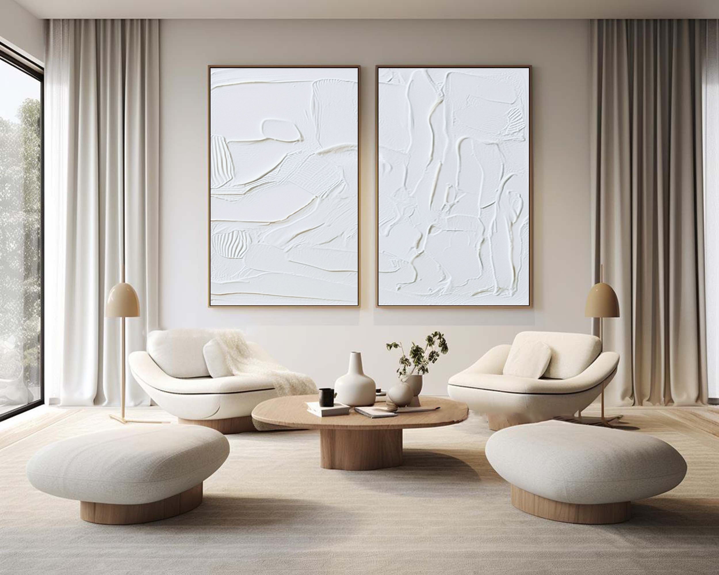 White Minimalist Painting Set Of 2 #WMS 003