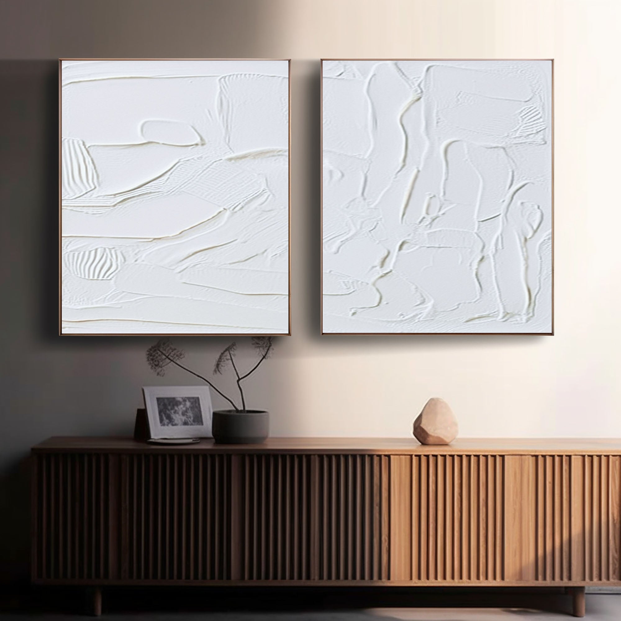 White Minimalist Painting Set Of 2 #WMS 003