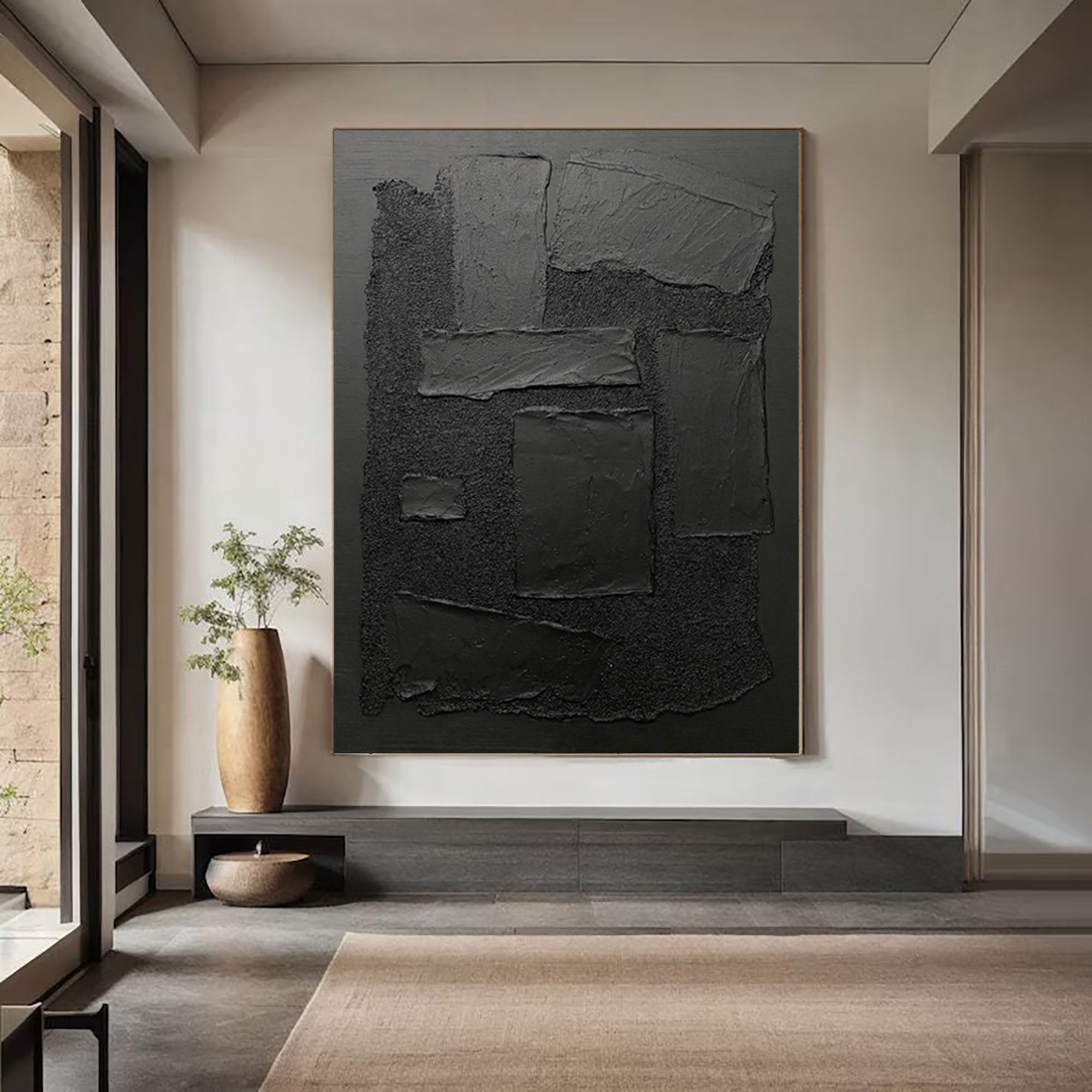 Modern Black Textured Minimalist Art #BM 030