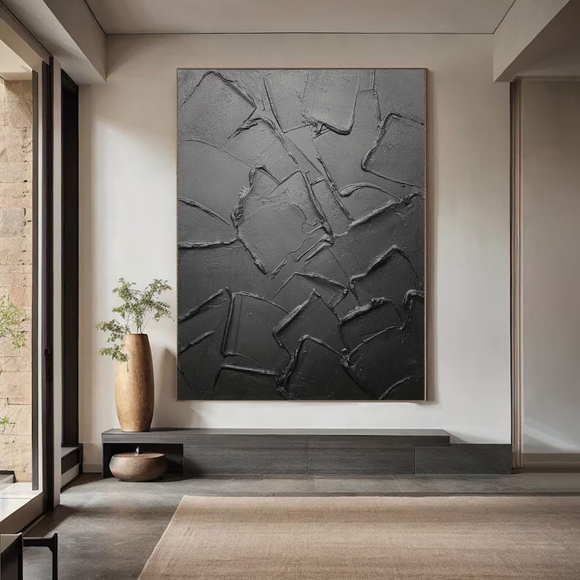 Modern Black Textured Minimalist Art #BM 032