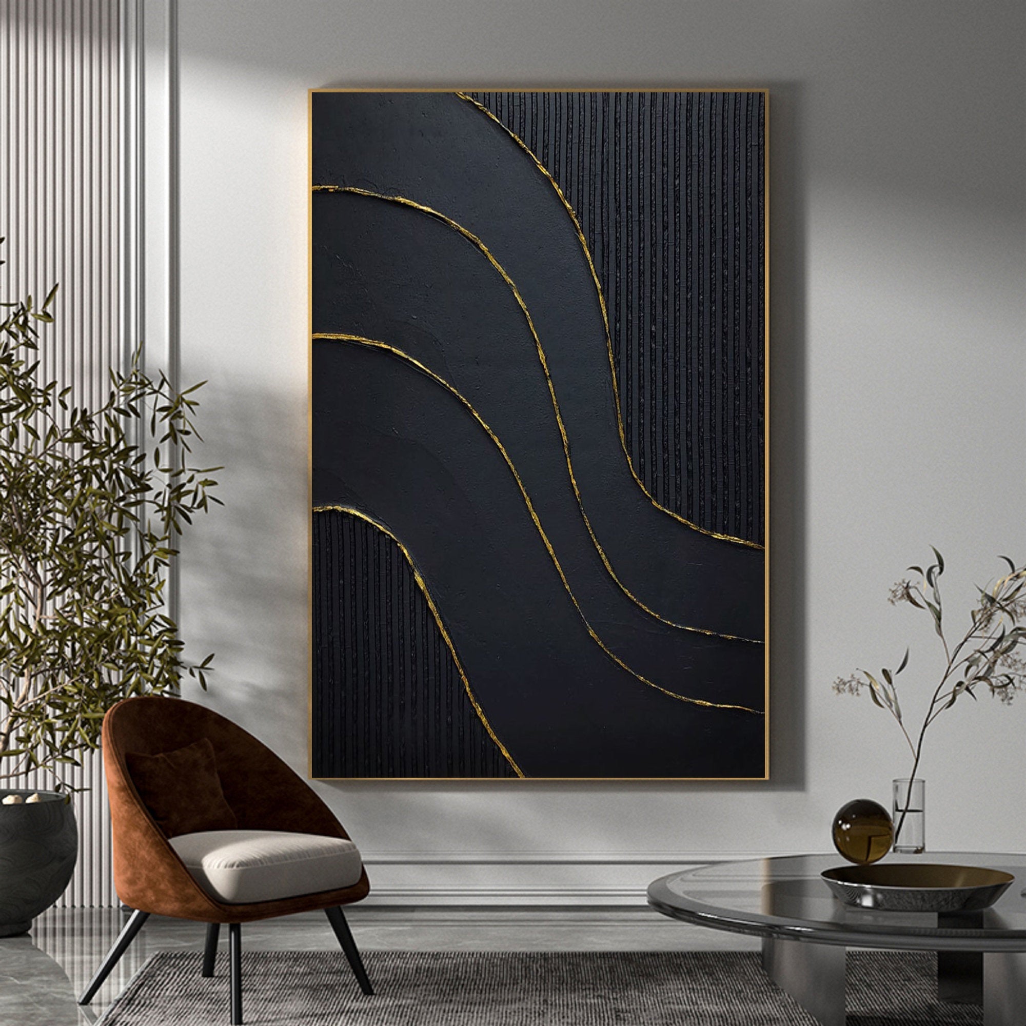 Black Minimalist Abstract Painting #AVG 005