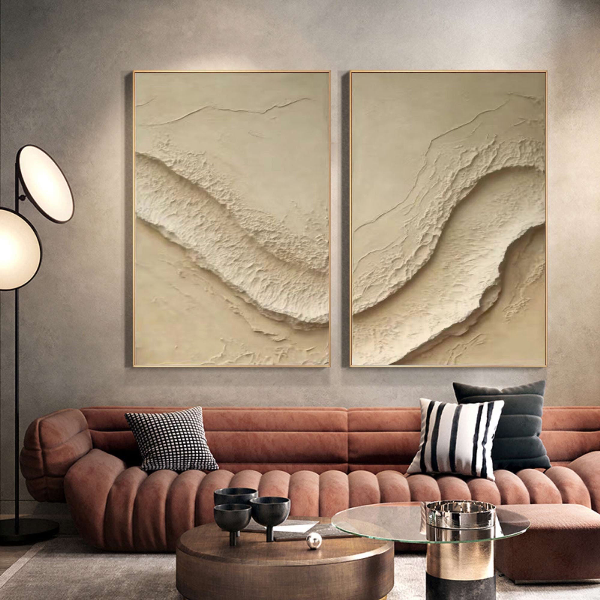 Beige Abstract Texture Art Set for Living Room Decor #BBS 005