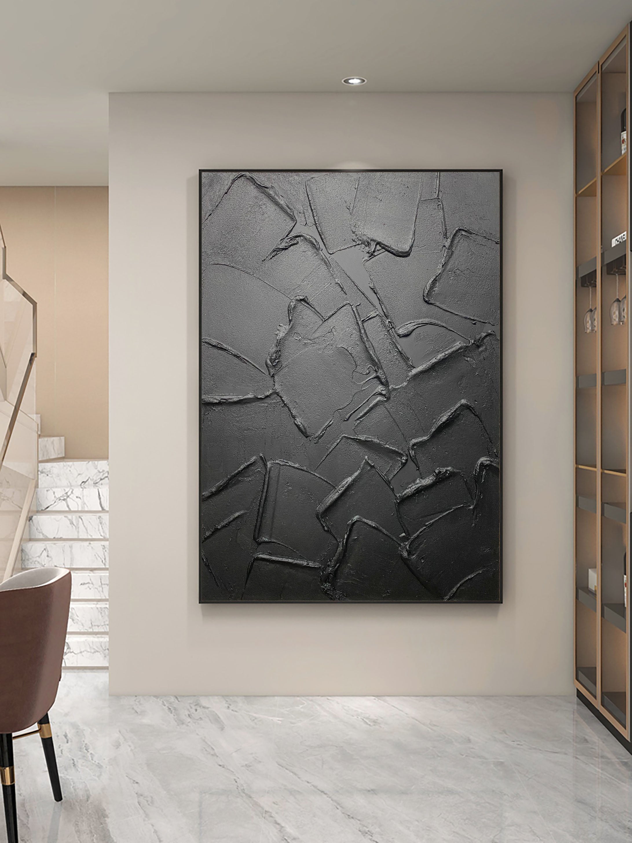 Modern Black Textured Minimalist Art #BM 032