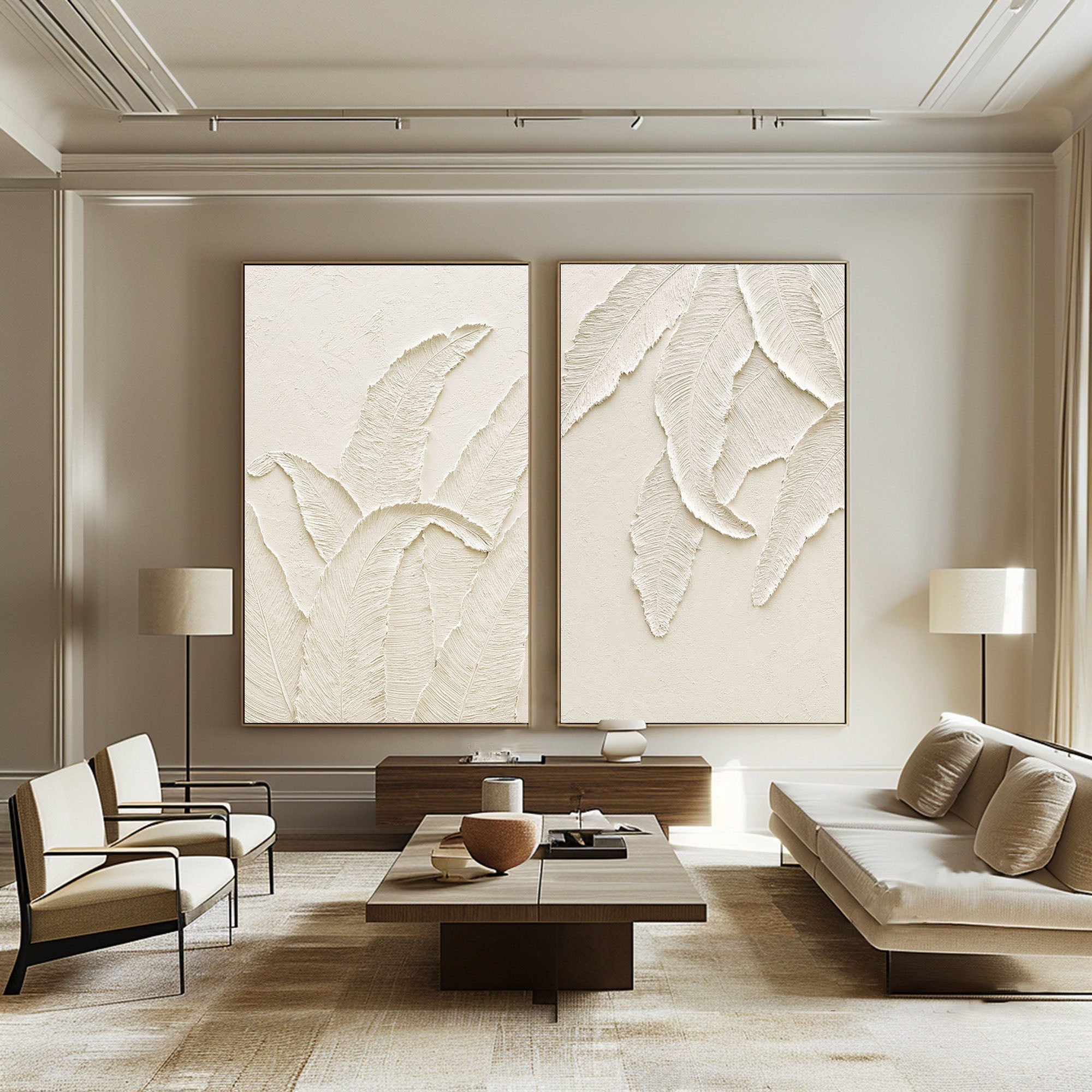 Beige Minimalist Abstract  Painting SET OF 2 #AVG 035