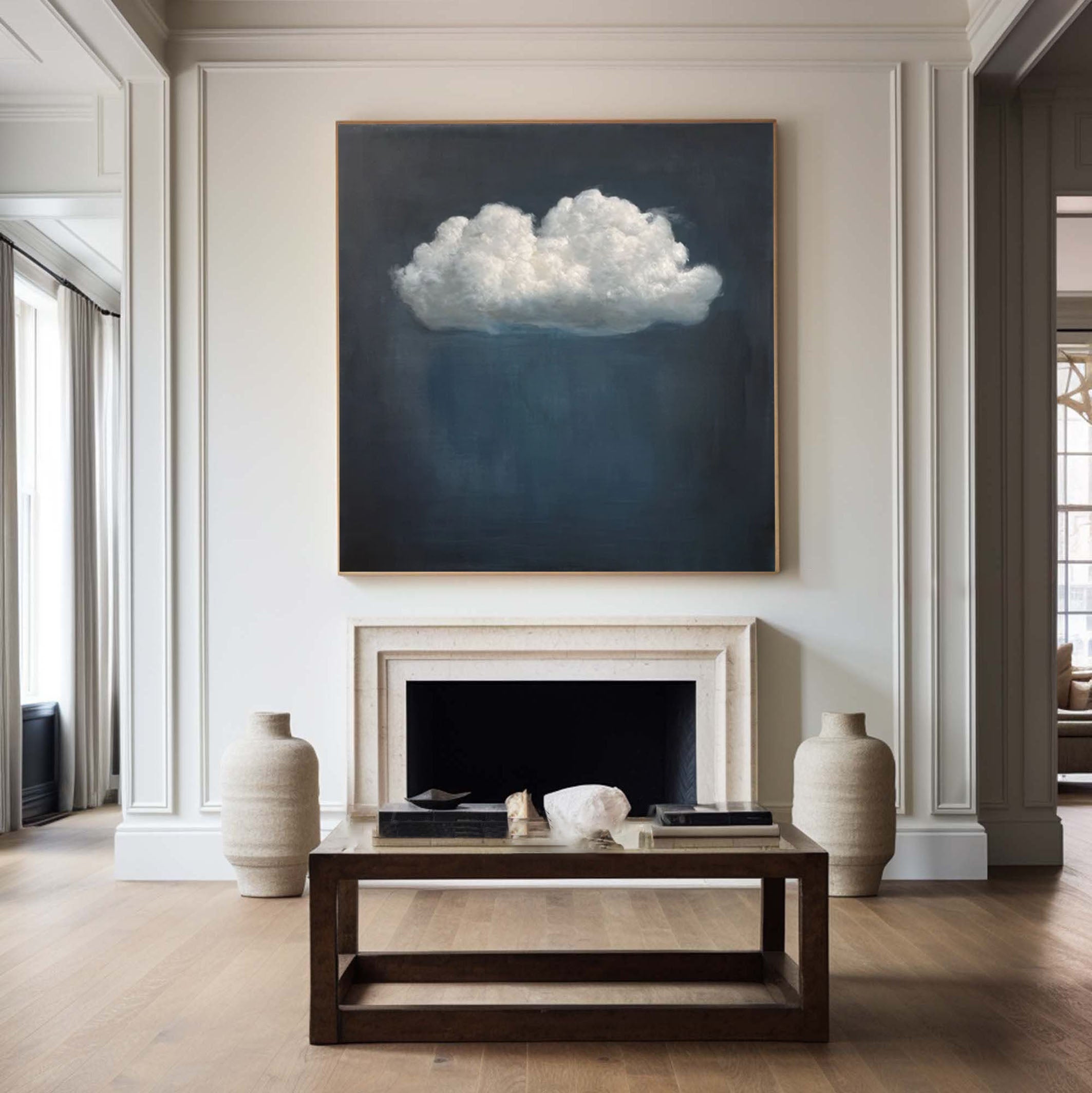 Serene Cloudscape Abstract Art Canvas Modern Sky Painting #OS 017