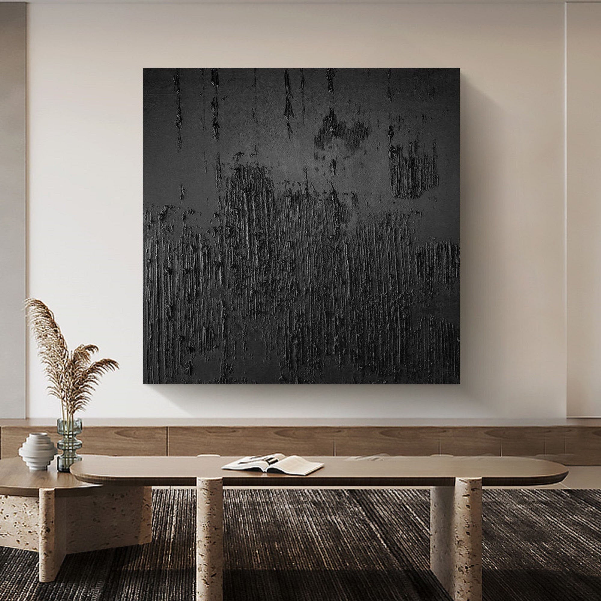 Black Minimalist Abstract Painting #AVG 012