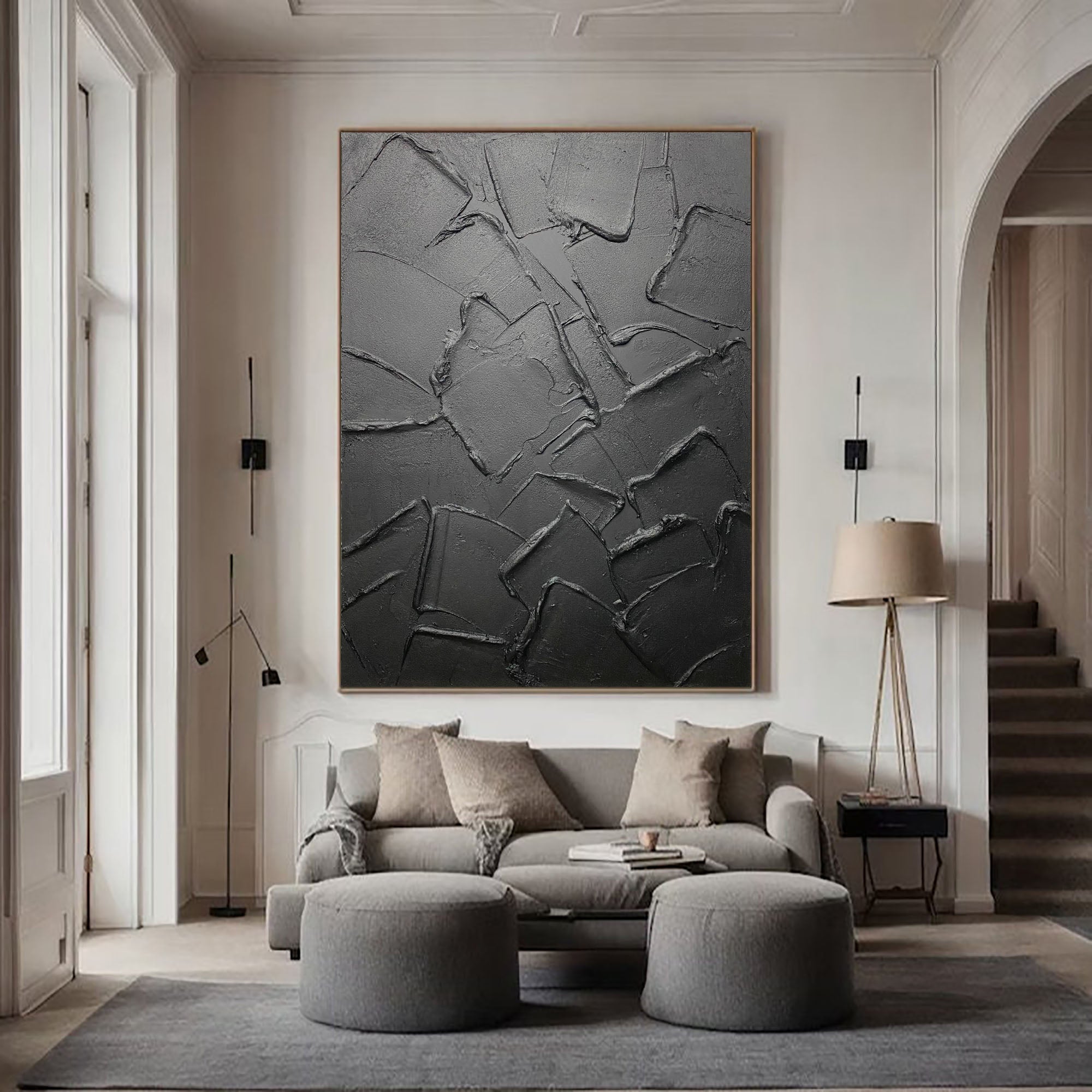 Modern Black Textured Minimalist Art #BM 032