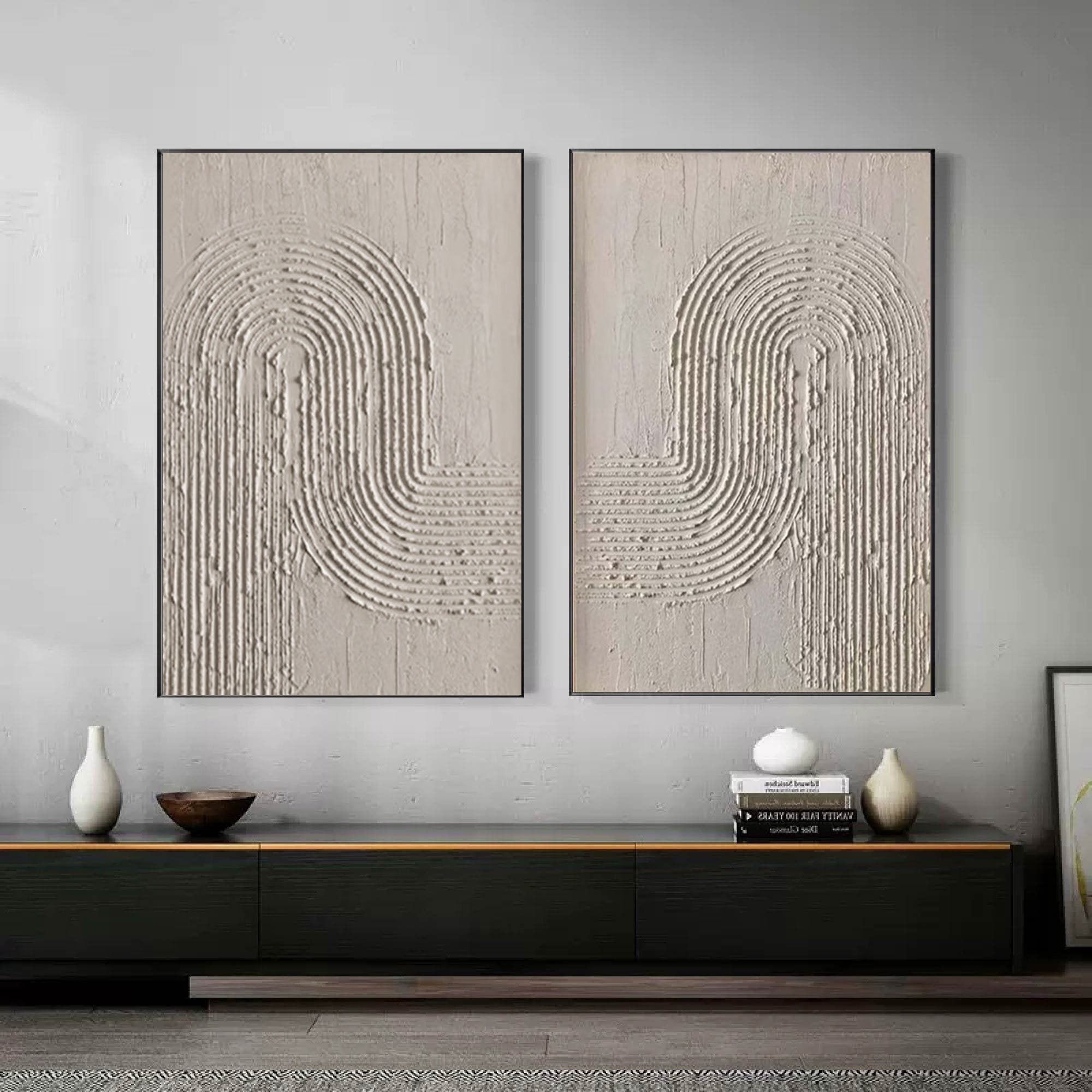 Beige & Brown Abstract Painting SET OF 2 #AVG 011