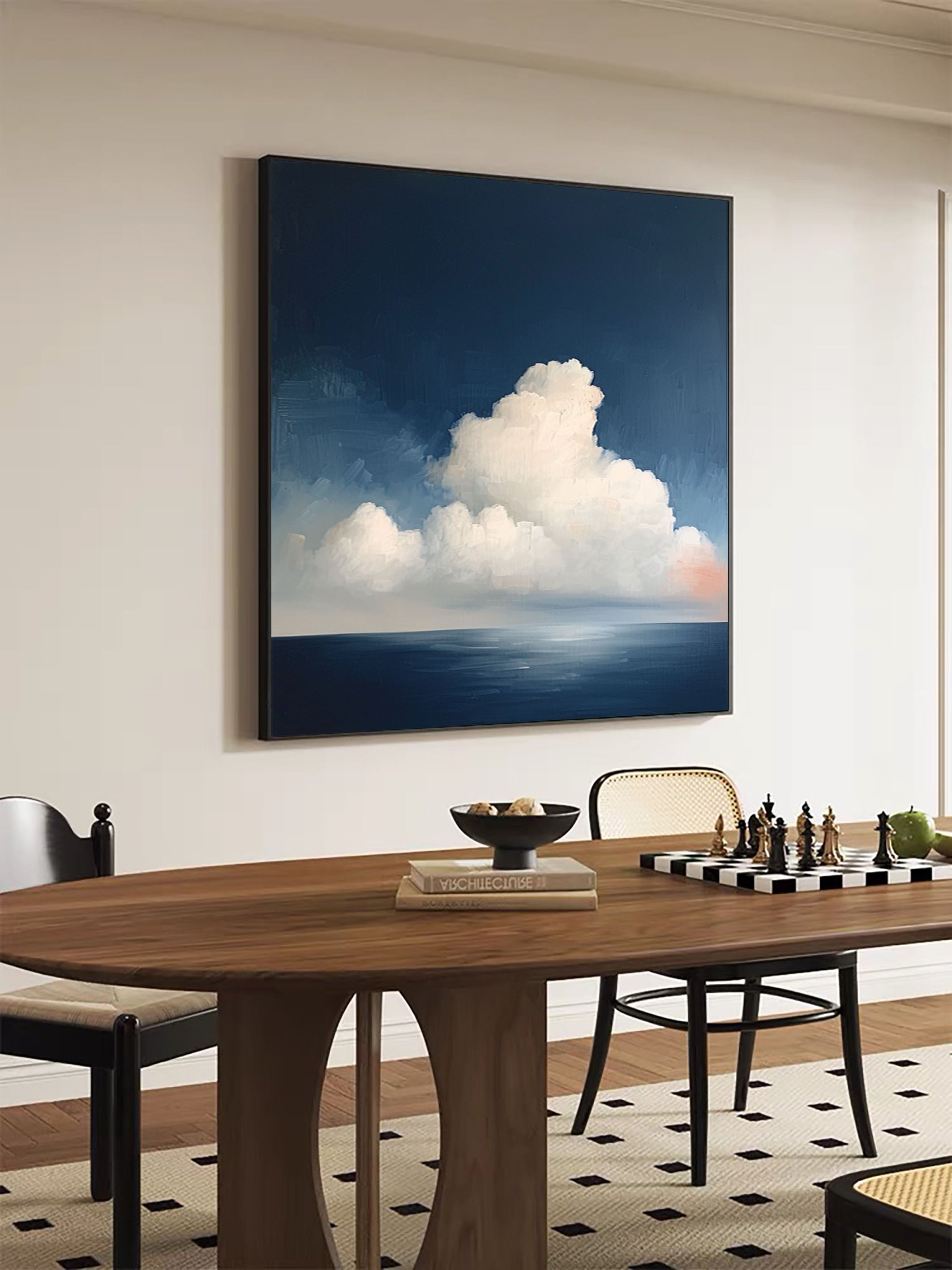 Serene Cloudscape Abstract Art Canvas Modern Sky Painting #OS 027