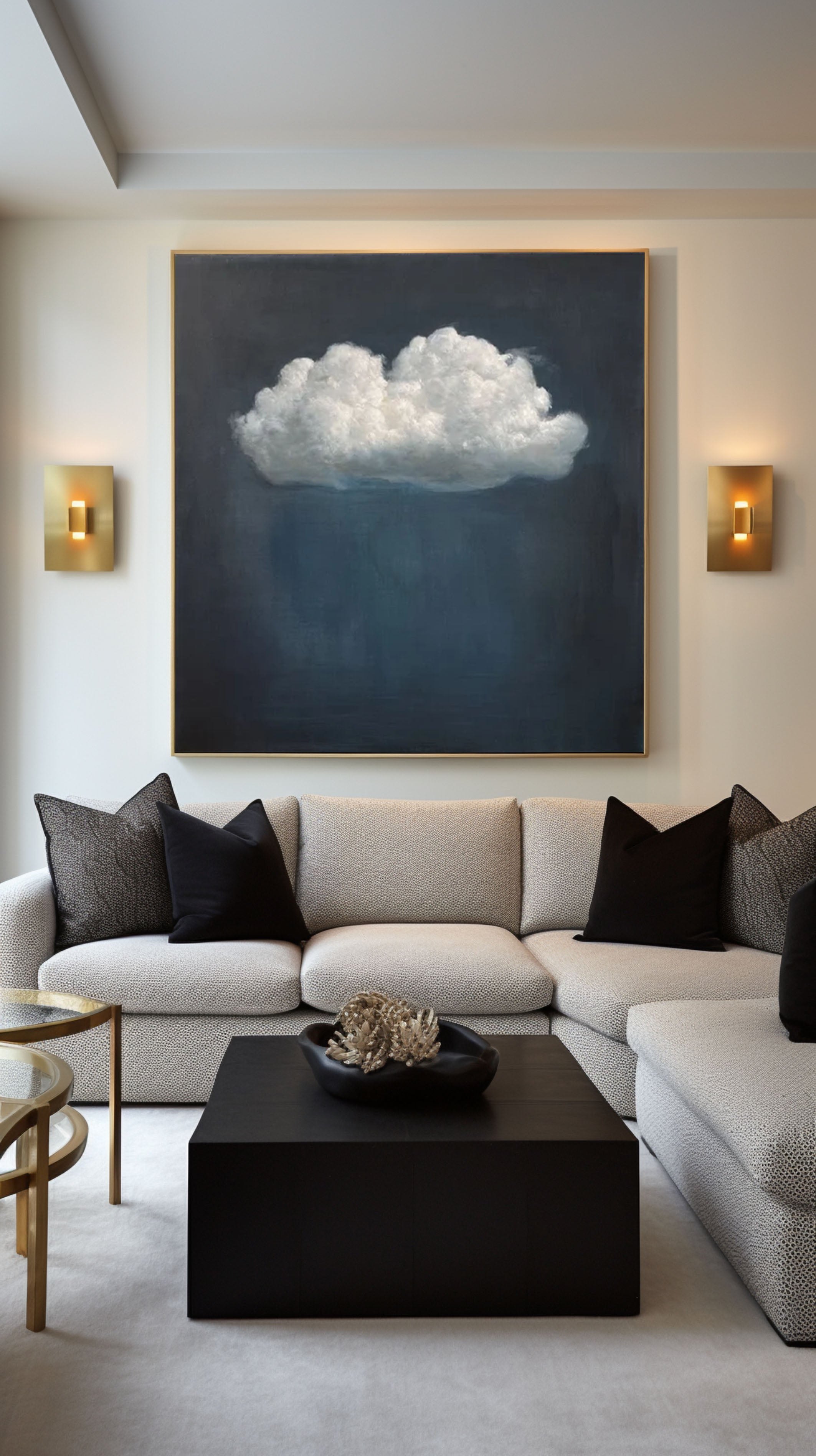 Serene Cloudscape Abstract Art Canvas Modern Sky Painting #OS 017