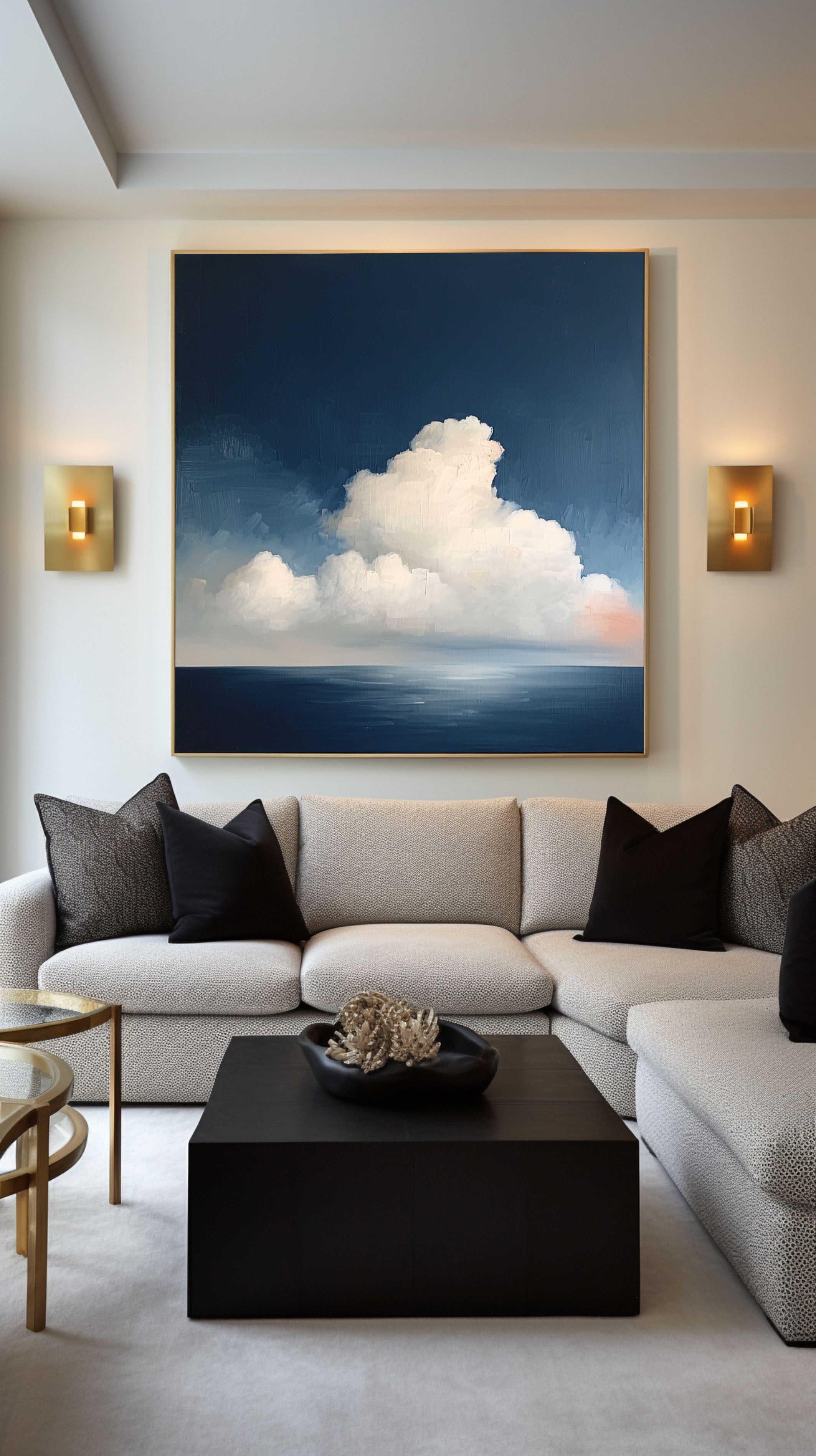 Serene Cloudscape Abstract Art Canvas Modern Sky Painting #OS 027