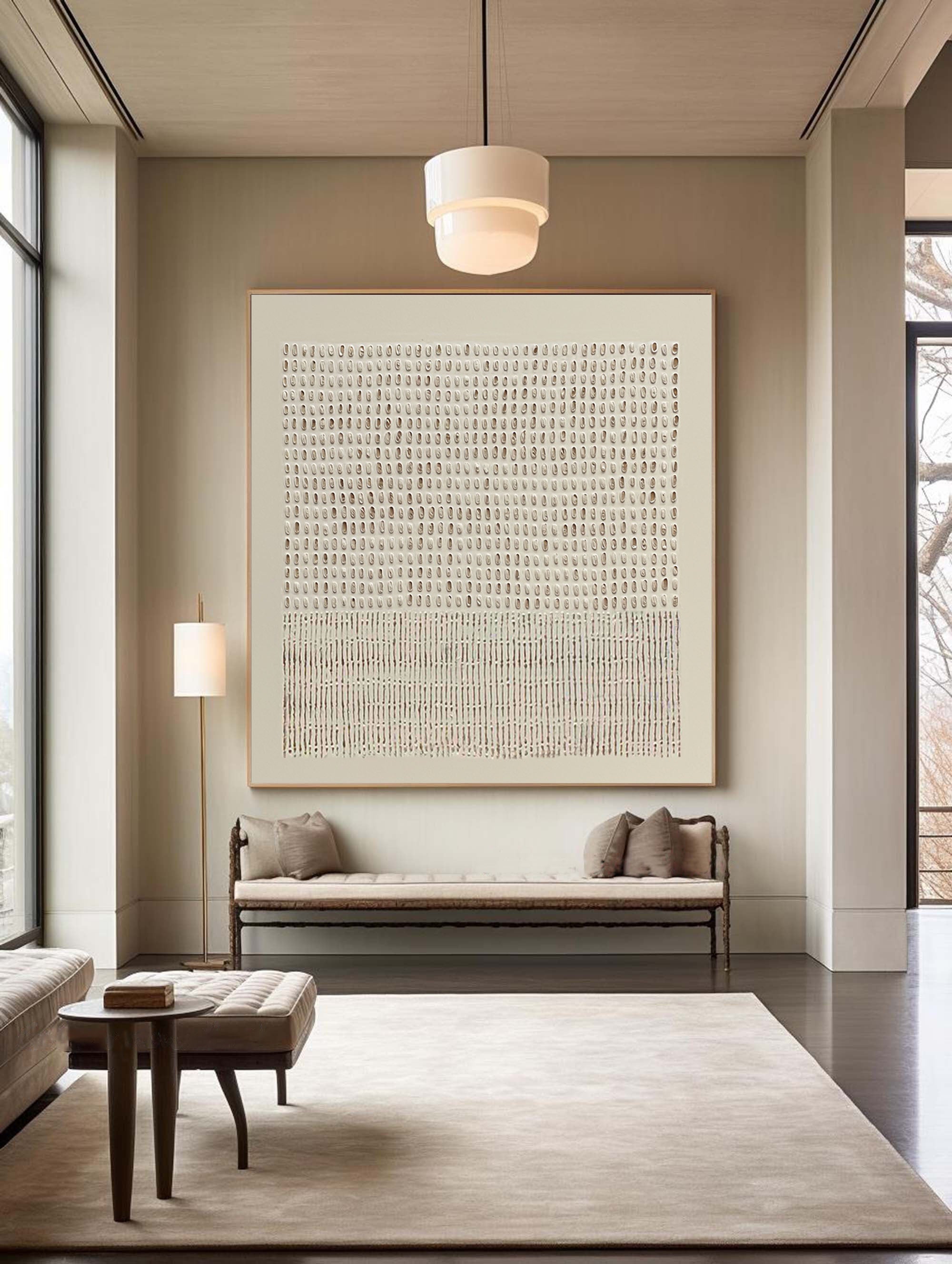 Modern Beige Grid Texture Wabi Sabi Wall Art #WS 004