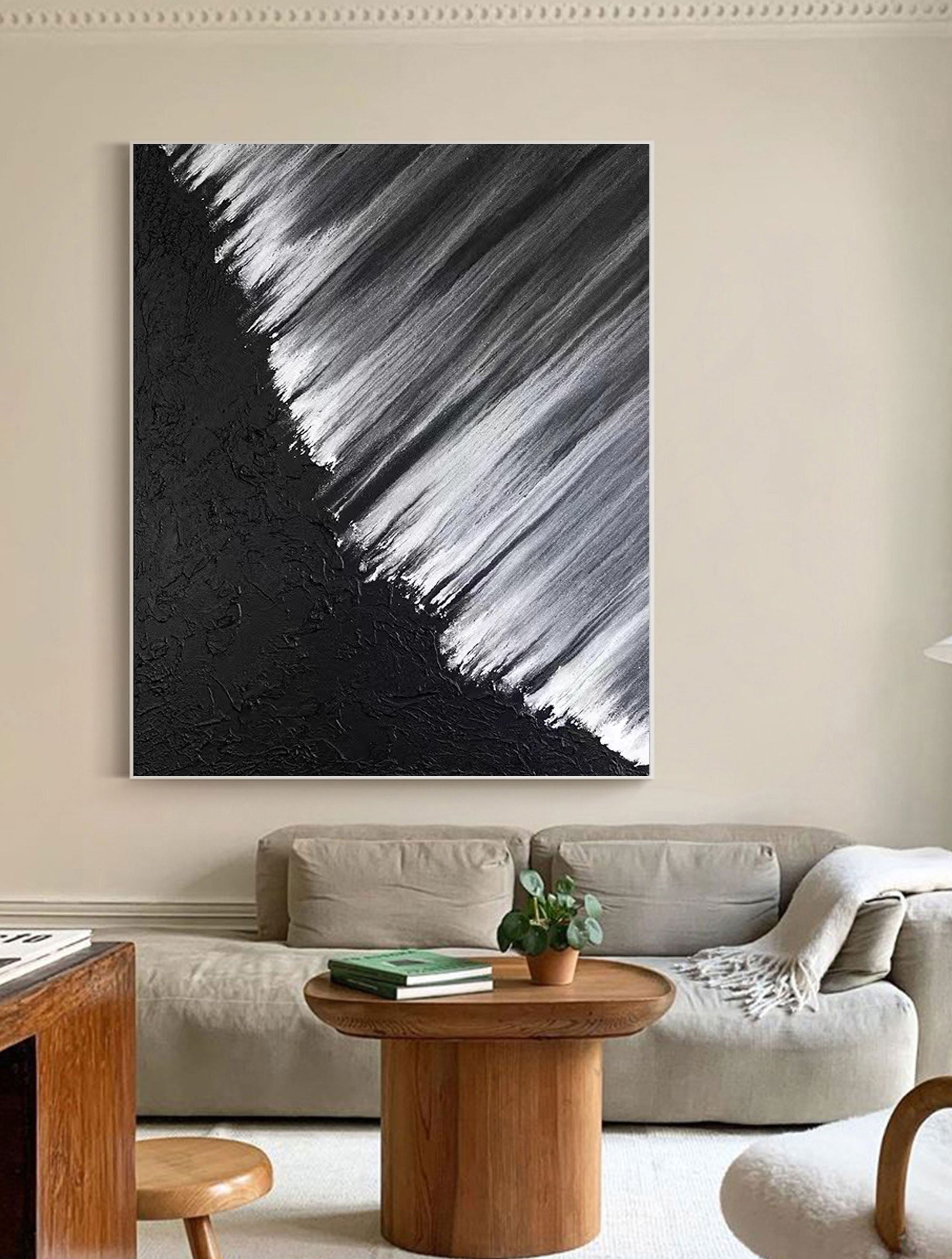 Black & White Abstract Painting #CXA 026