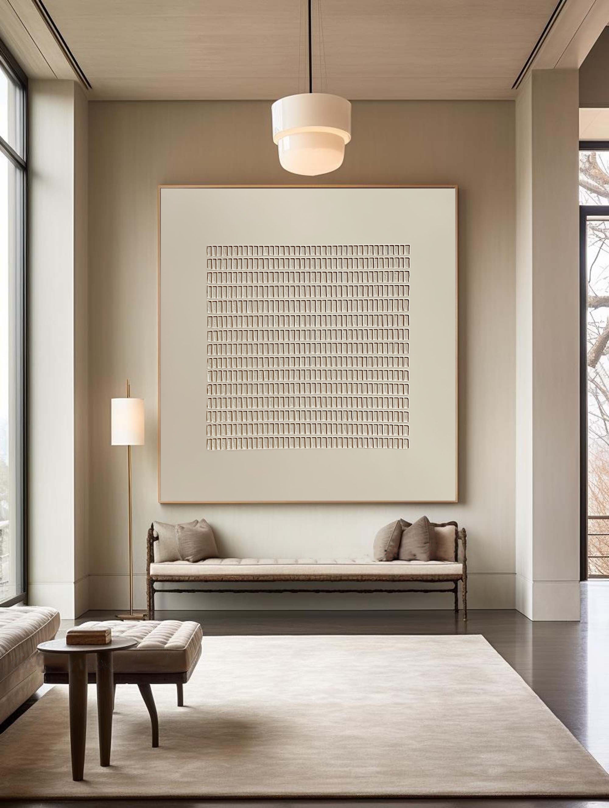 Modern Beige Grid Texture Wabi Sabi Wall Art #WS 009