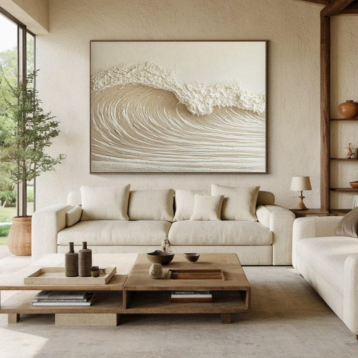 Modern Nature Inspired Wall Art Textured Wave Oil Painting #BBM 030