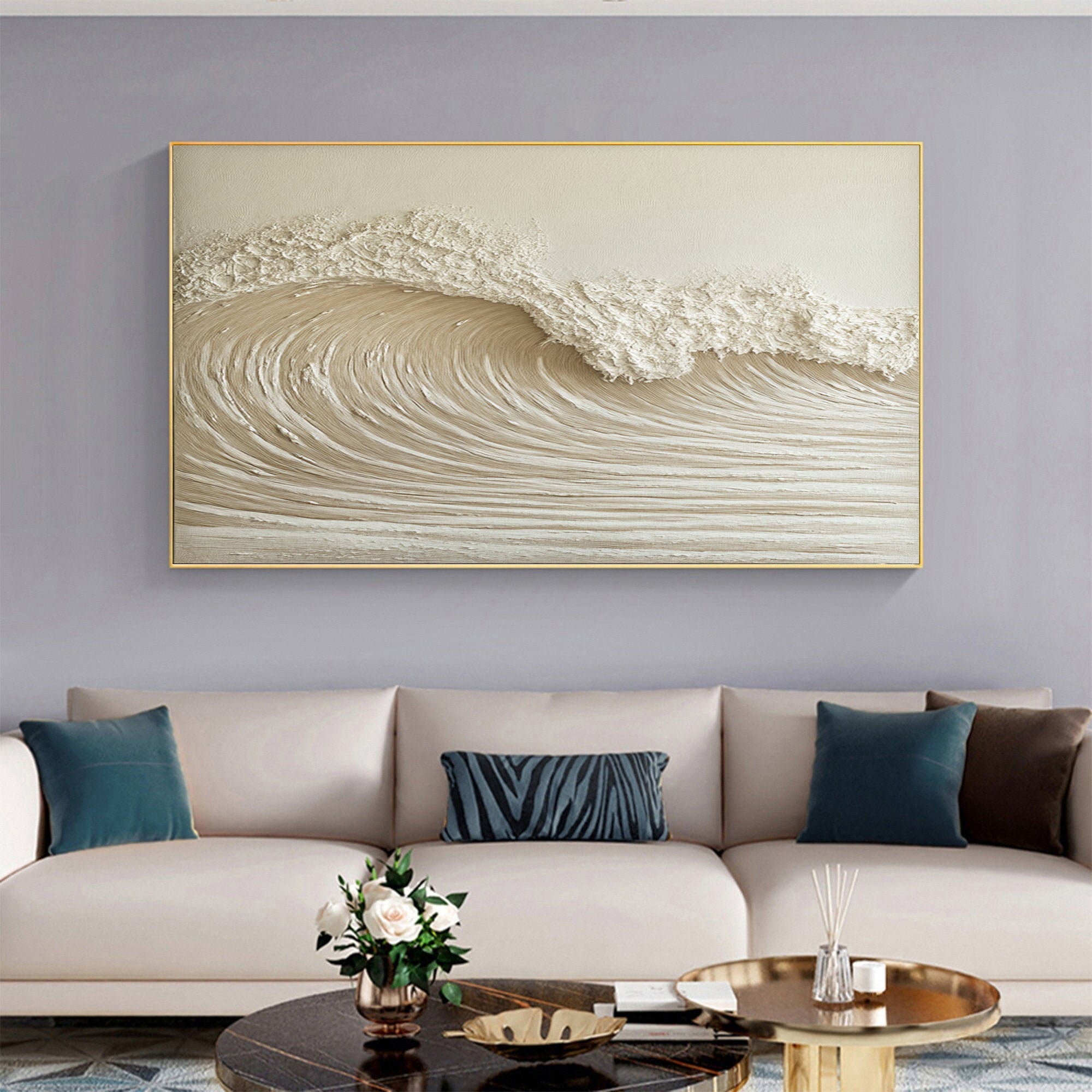 Modern Nature Inspired Wall Art Textured Wave Oil Painting #BBM 030