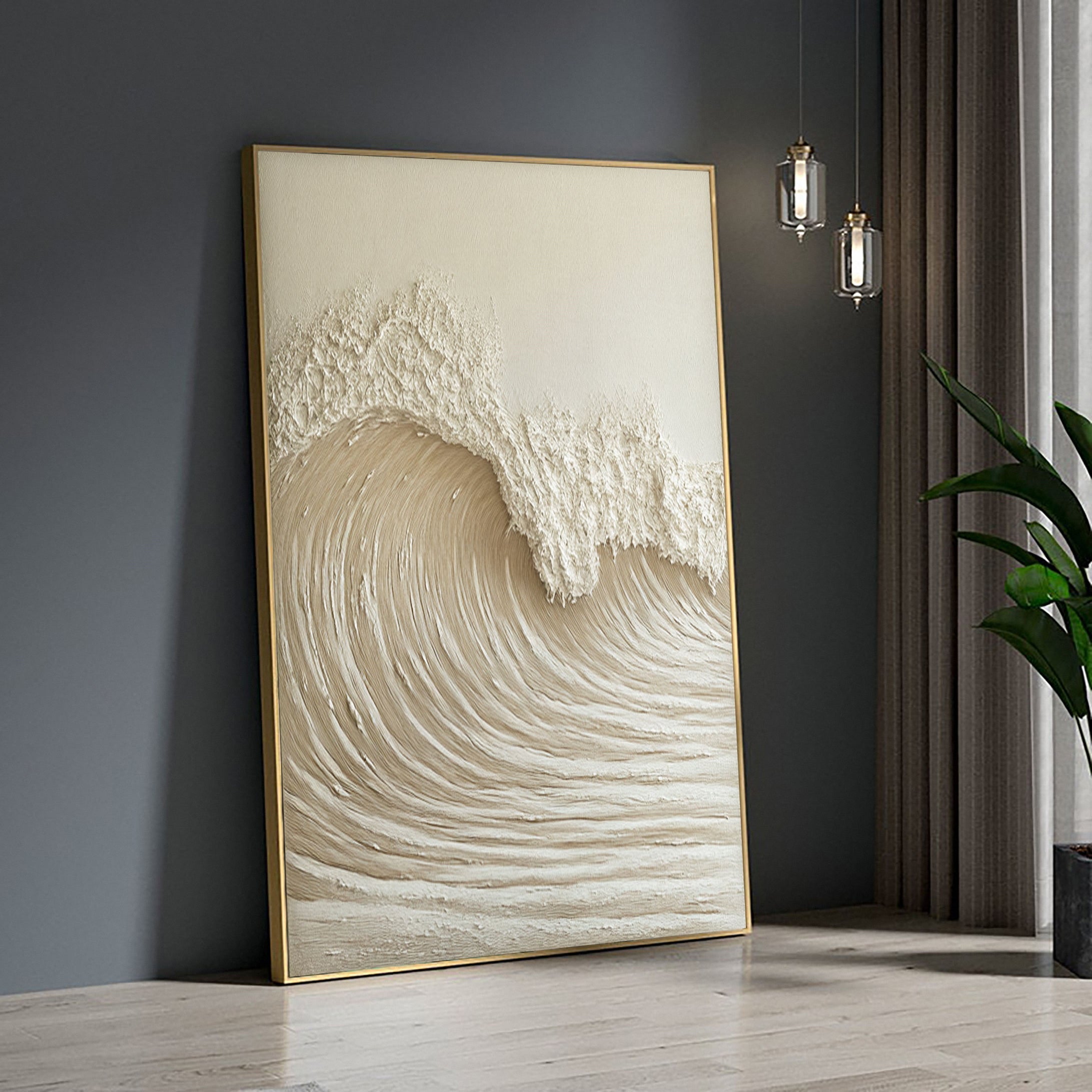 Modern Nature Inspired Wall Art Textured Wave Oil Painting #BBM 030