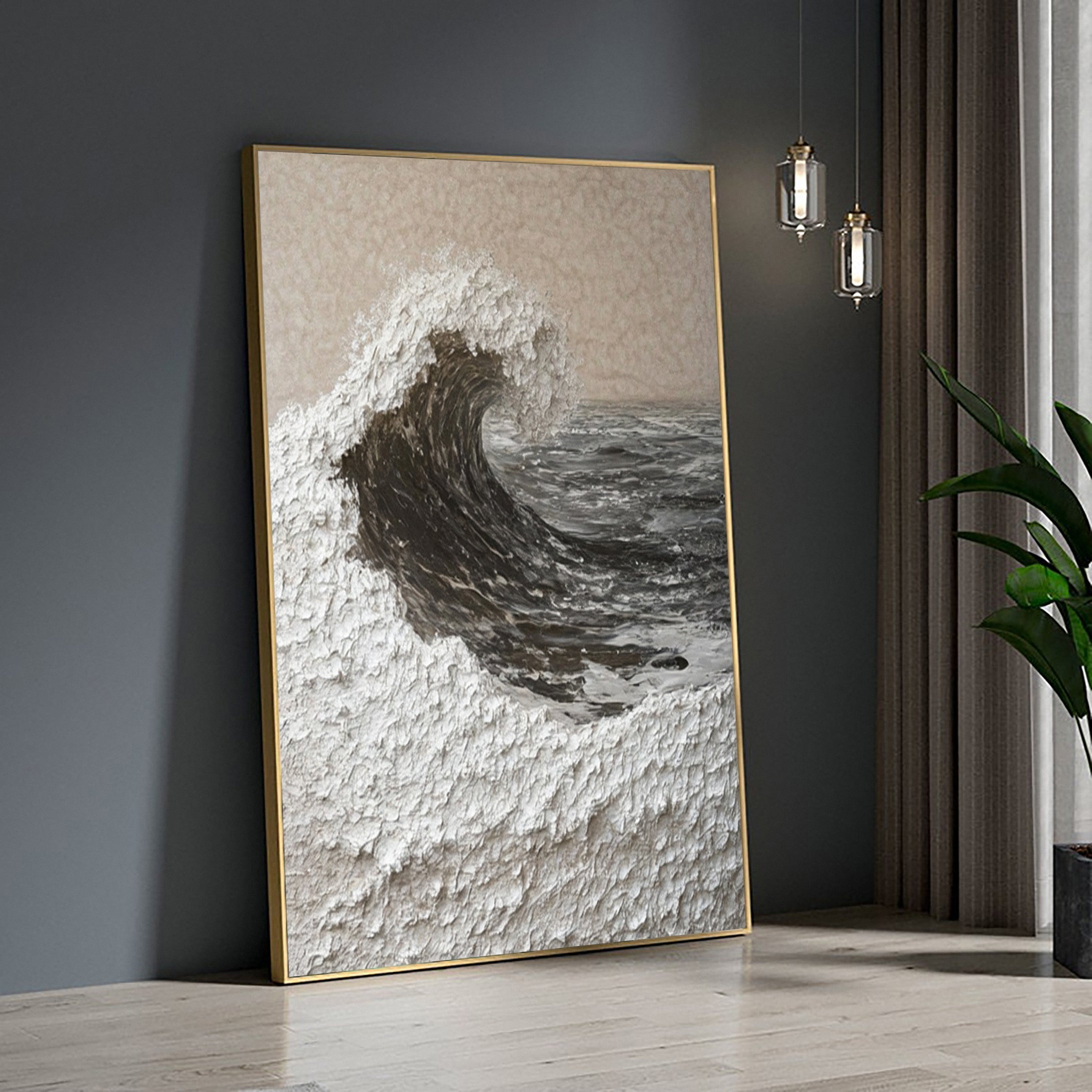 Handcrafted Ocean Wave Painting with Textured 3D Details #BBM 037