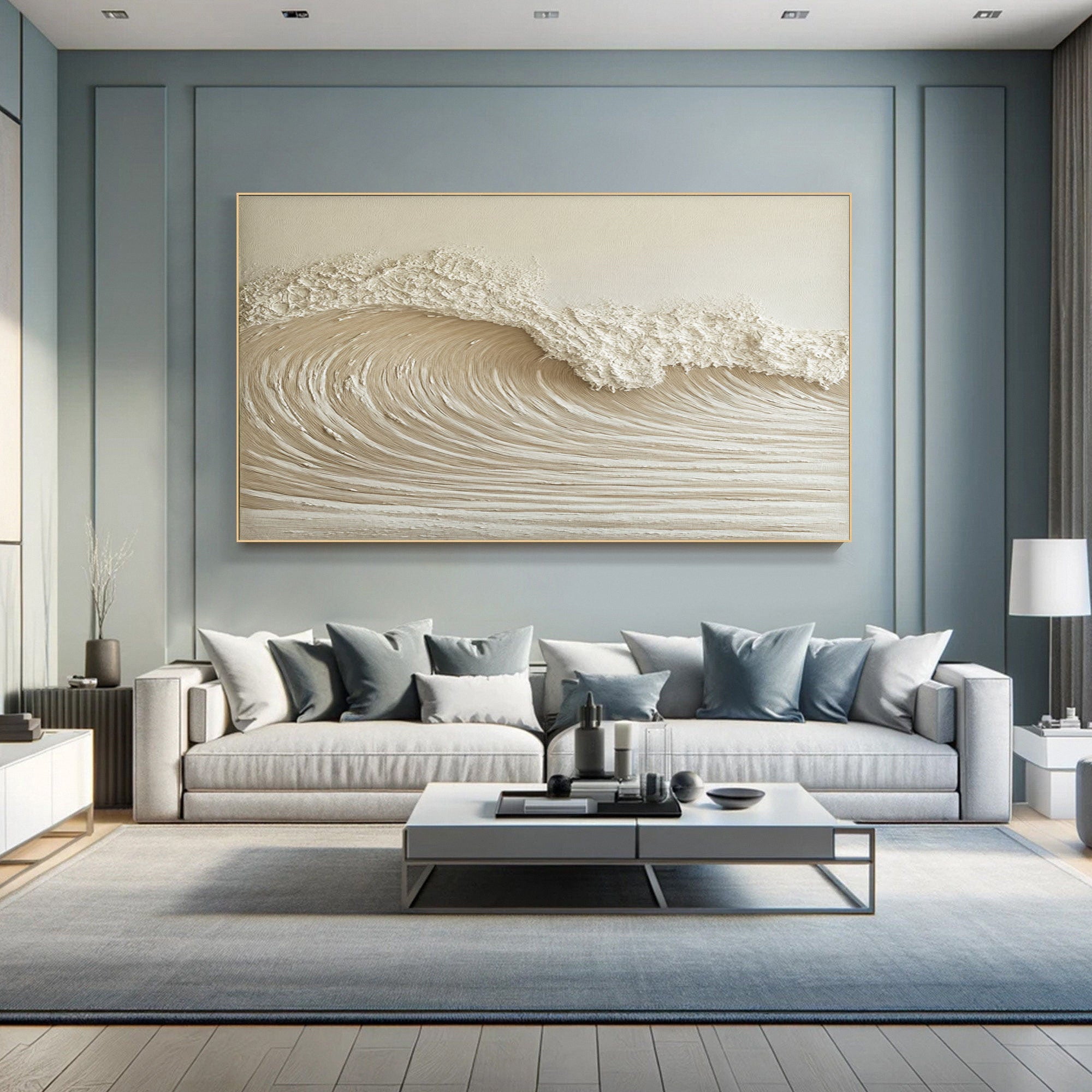 Modern Nature Inspired Wall Art Textured Wave Oil Painting #BBM 030