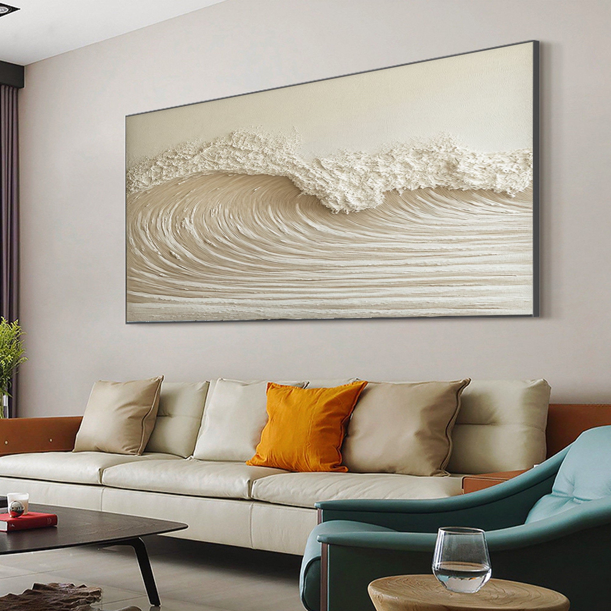 Modern Nature Inspired Wall Art Textured Wave Oil Painting #BBM 030